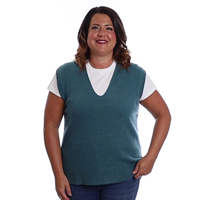Brand New Ocean Green Luxury Cashmere Tank Top Large UK 16-18