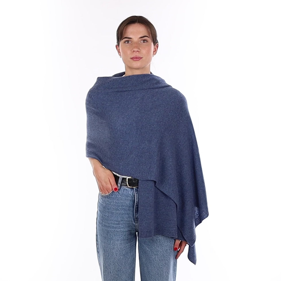 Brand New Denim Blue Recycled Cashmere Wrap