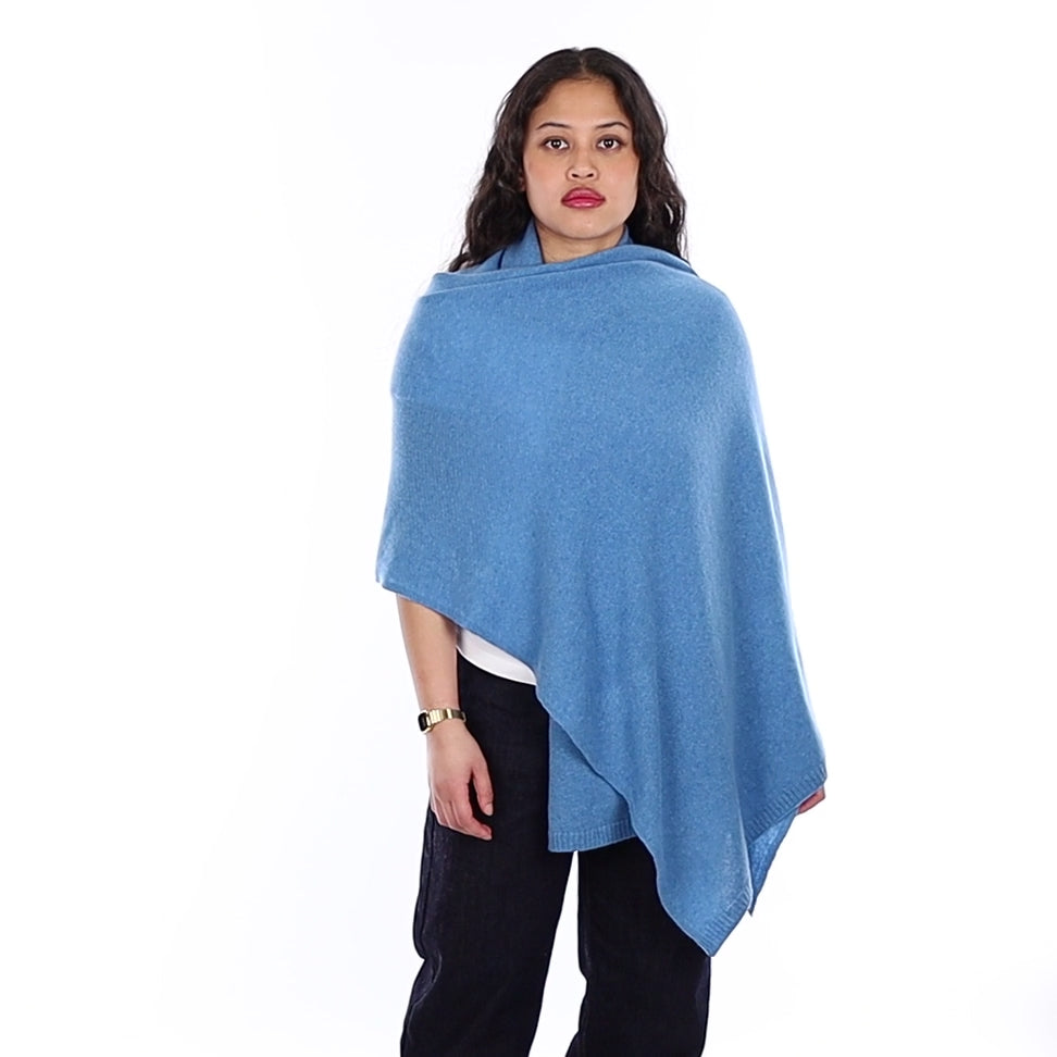 Brand New Mediterranean Blue Recycled Cashmere Wrap