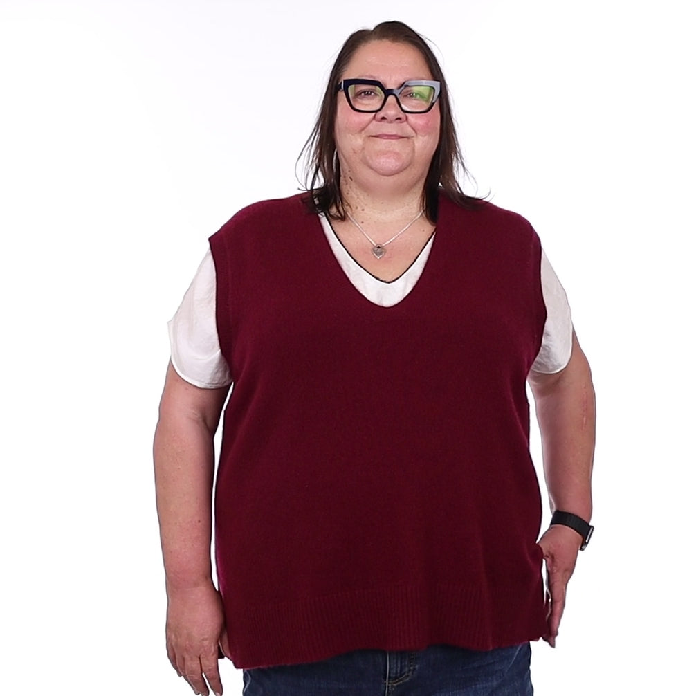 Brand New Rich Wine Luxury Cashmere Tank Top 3XL UK 24-26
