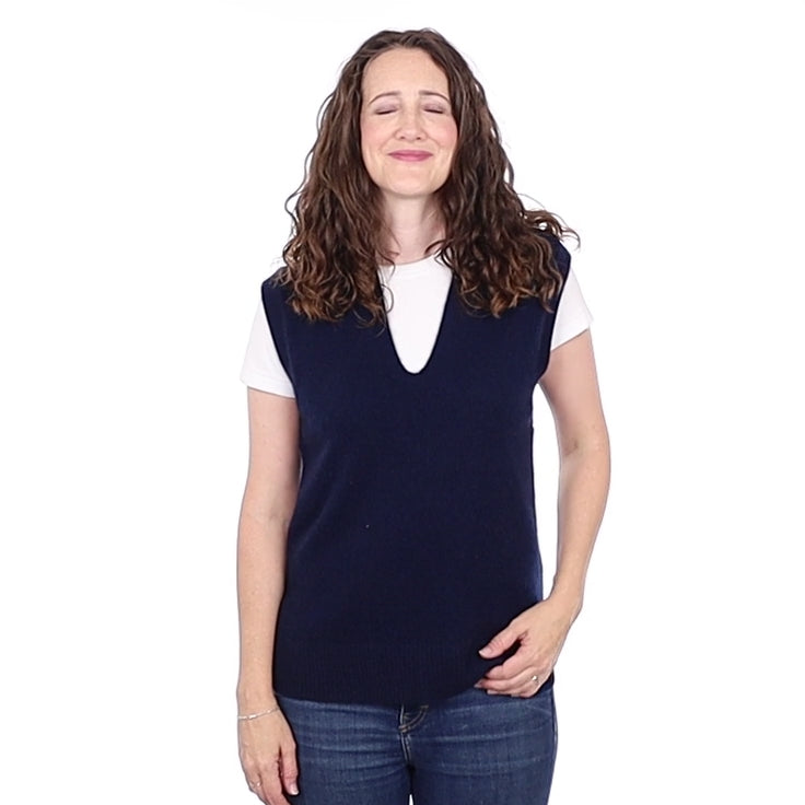 Brand New Navy Luxury Cashmere Tank Top Small UK 8-10