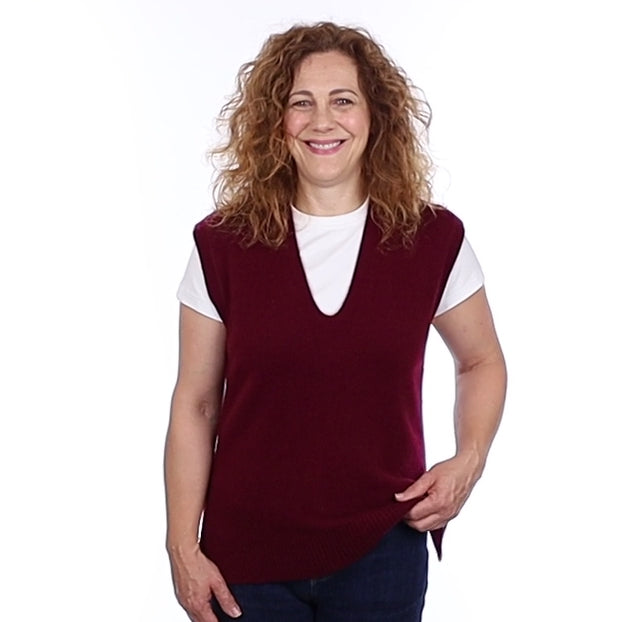 Brand New Rich Wine Luxury Cashmere Tank Top Medium UK 12-14