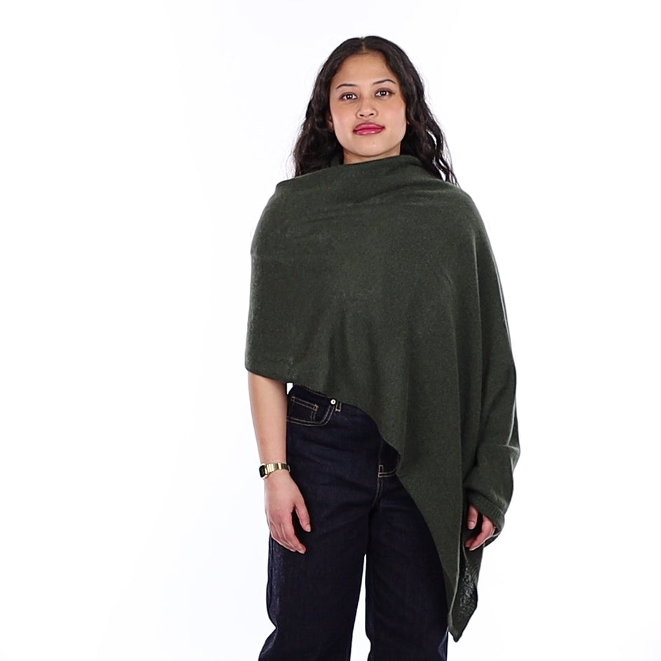 Brand New Khaki Green Recycled Cashmere Wrap