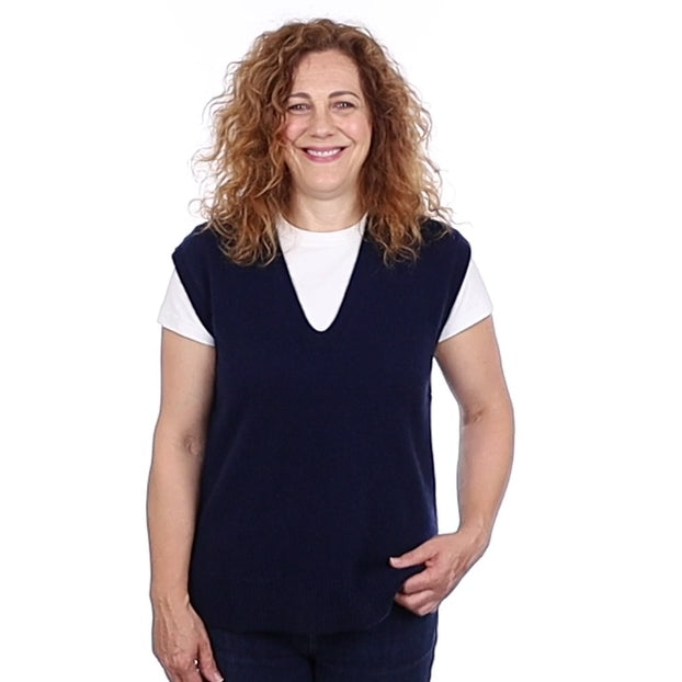 Brand New Navy Luxury Cashmere Tank Top Medium UK 12-14