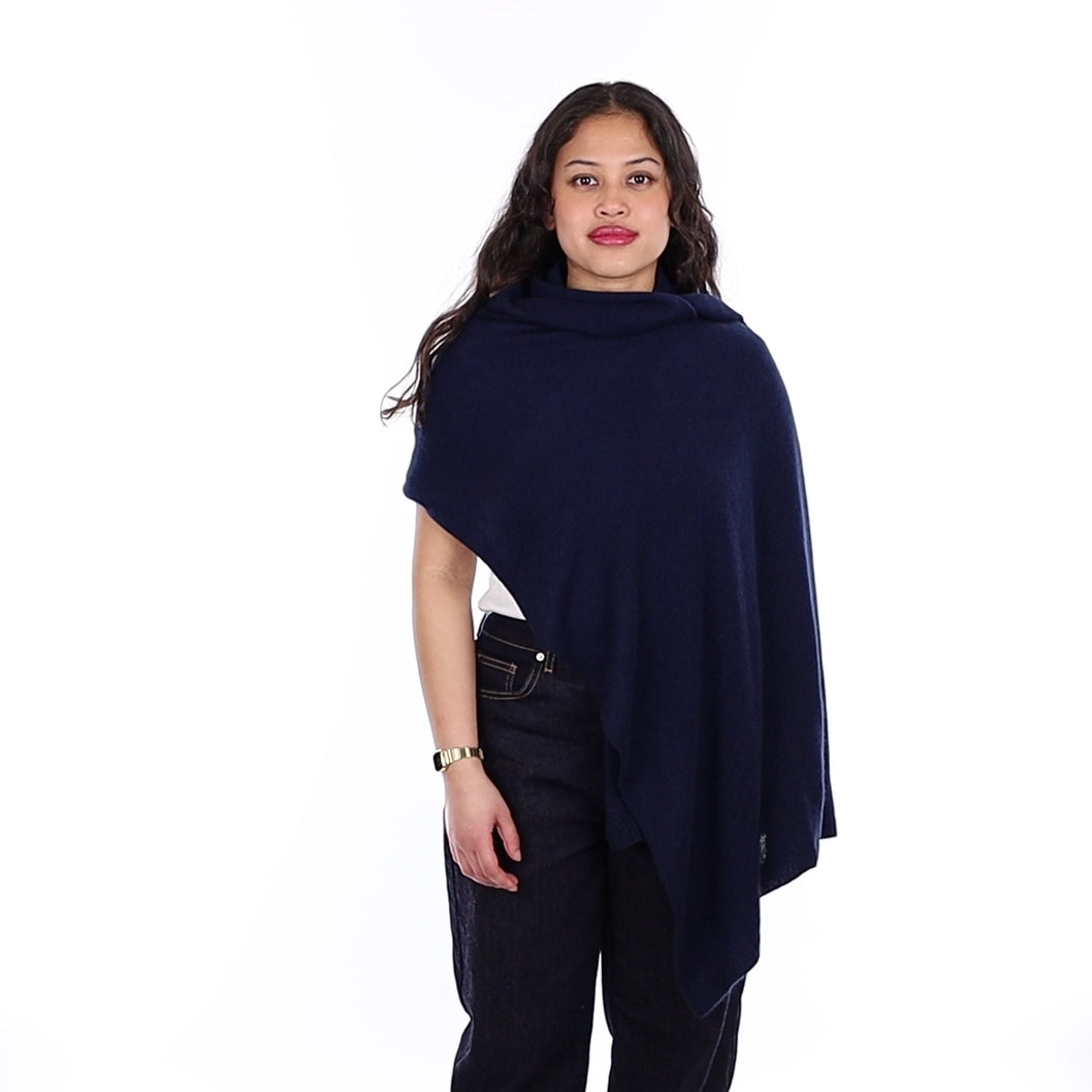 Brand New Dark Navy Recycled Cashmere Wrap