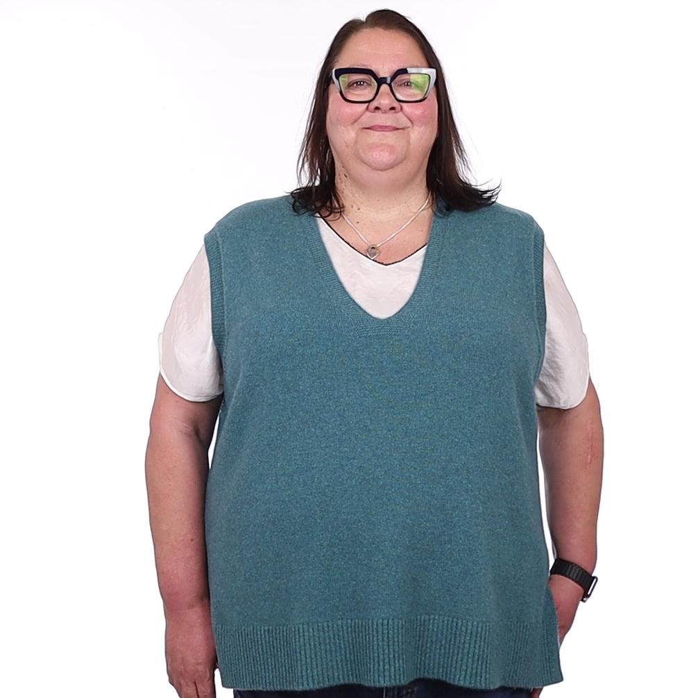 Brand New Ocean Green Luxury Cashmere Tank Top 3XL UK 24-26