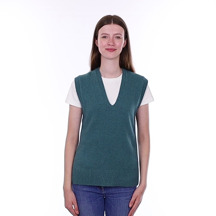 Brand New Ocean Green Luxury Cashmere Tank Top Extra Small UK 6-8