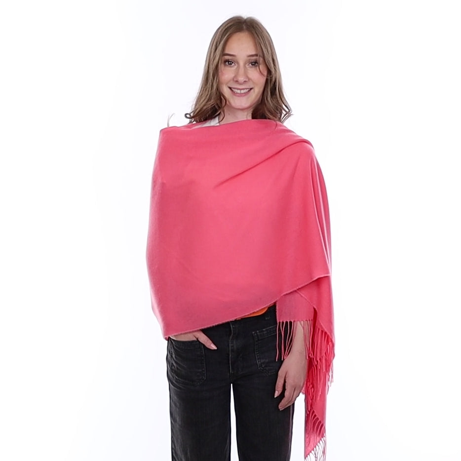 Brand New British Coral Pink Luxury Woven Cashmere Pashmina