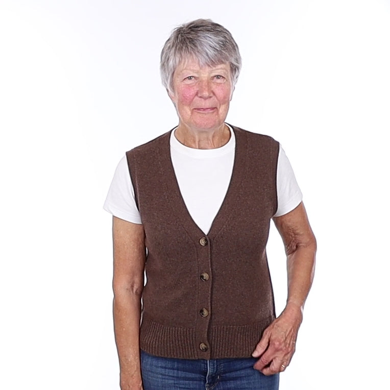 Brand New Mocha Luxury Cashmere V Neck Waistcoat Medium UK 12-14