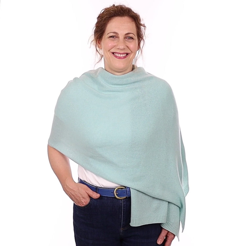 Brand New Aqua Recycled Cashmere Wrap