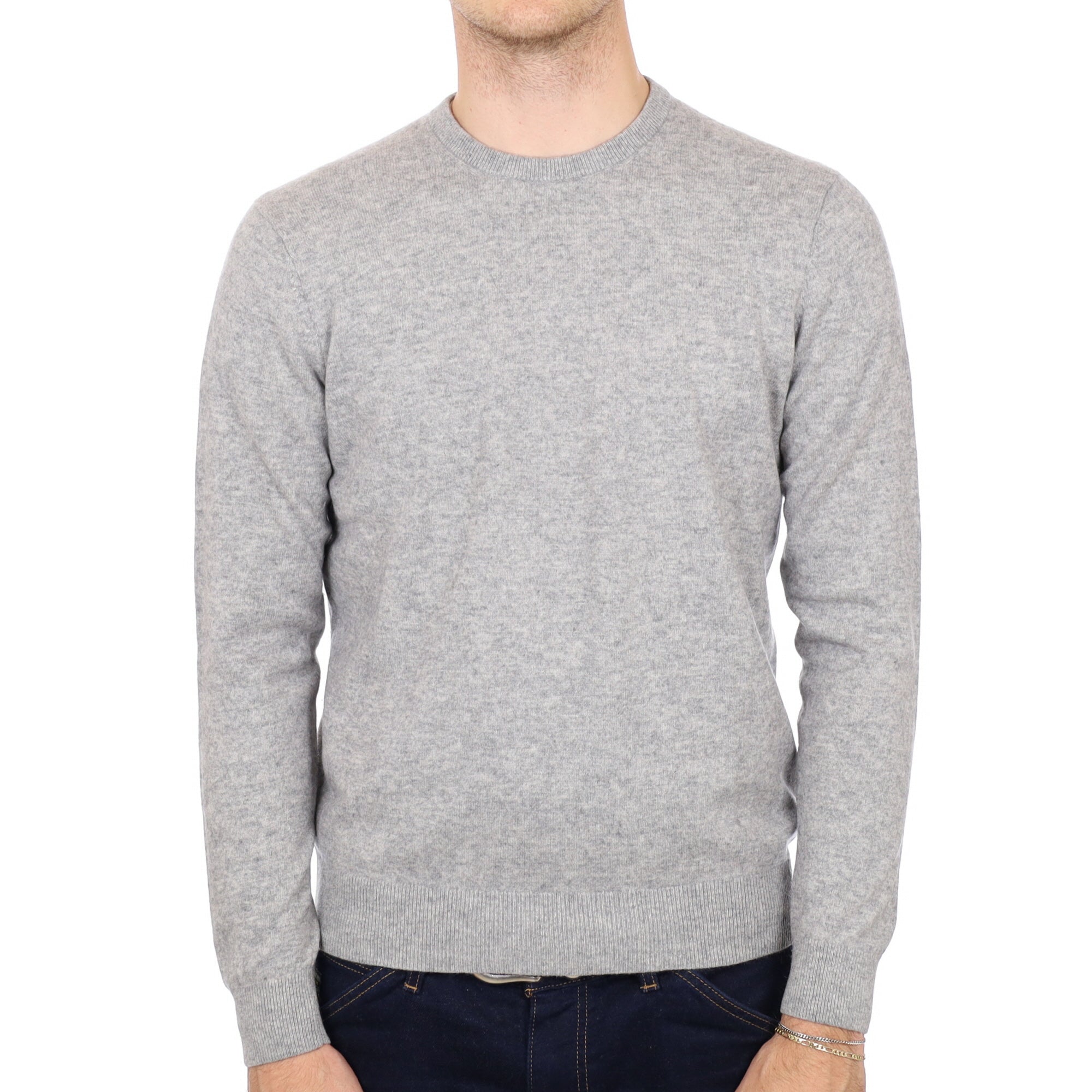 Men's Smoke Grey Cashmere Crew Neck Jumper Medium