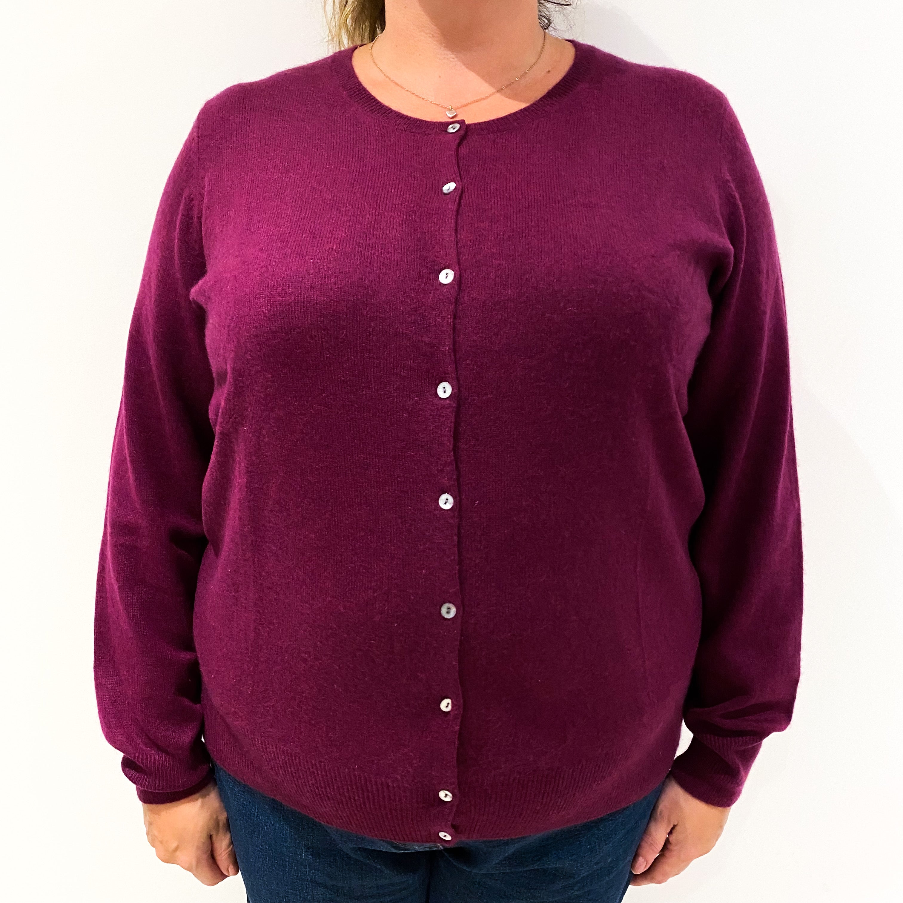 Deep Magenta Pink Cashmere Cardigan Extra Extra Large