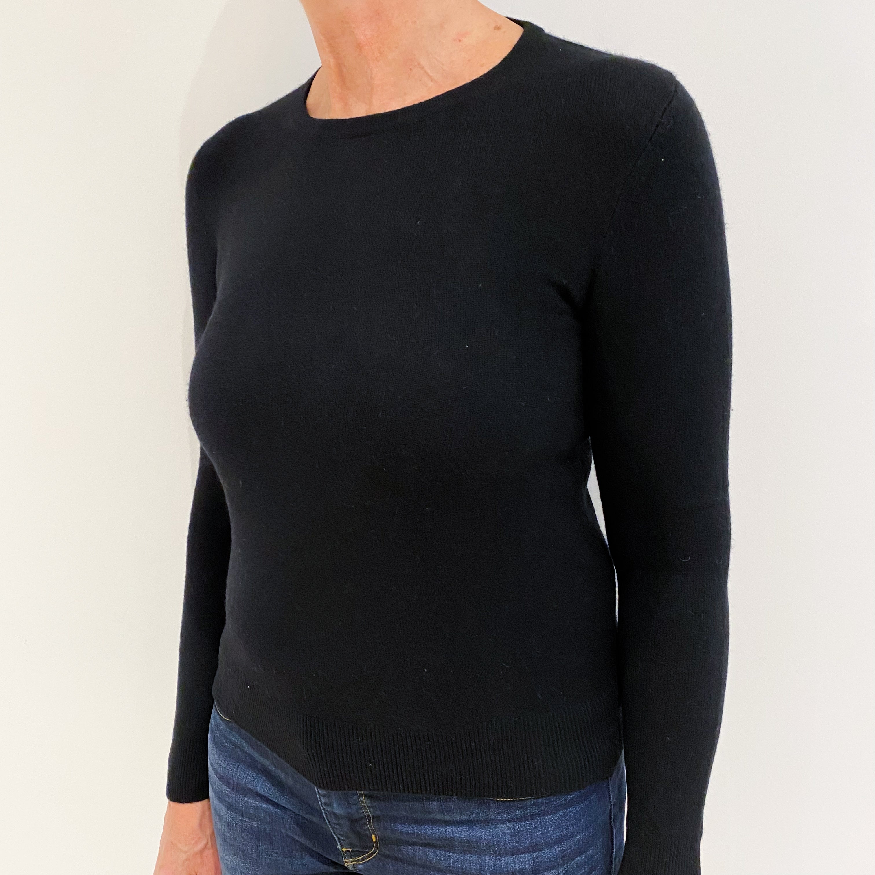 Black Cashmere Crew Neck Jumper Medium