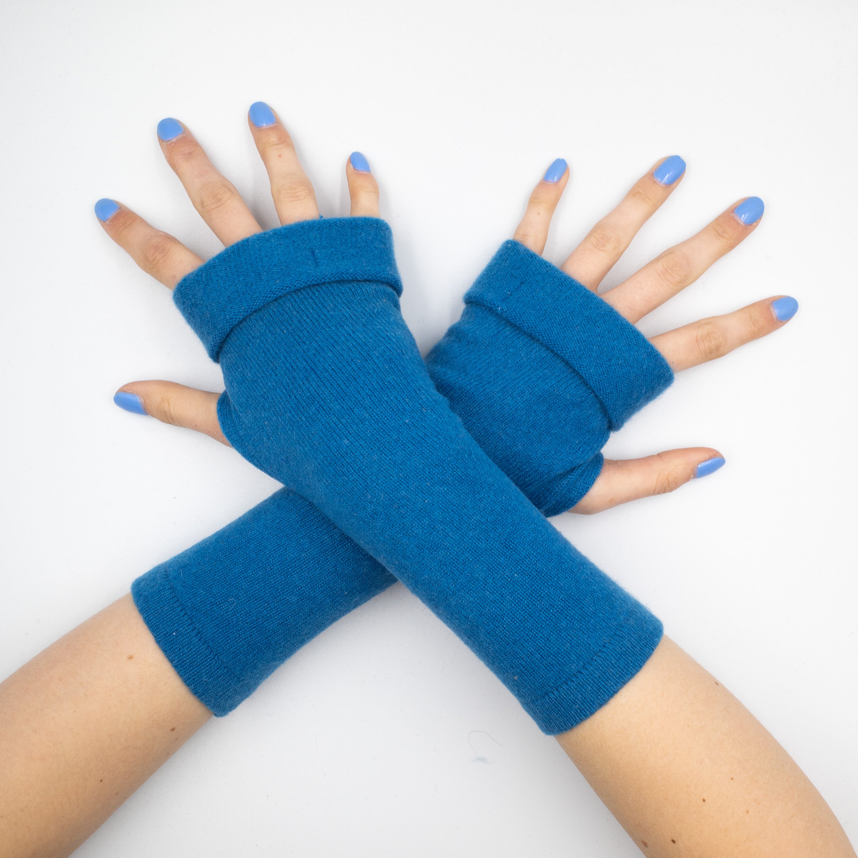 Teal Blue Fingerless Gloves