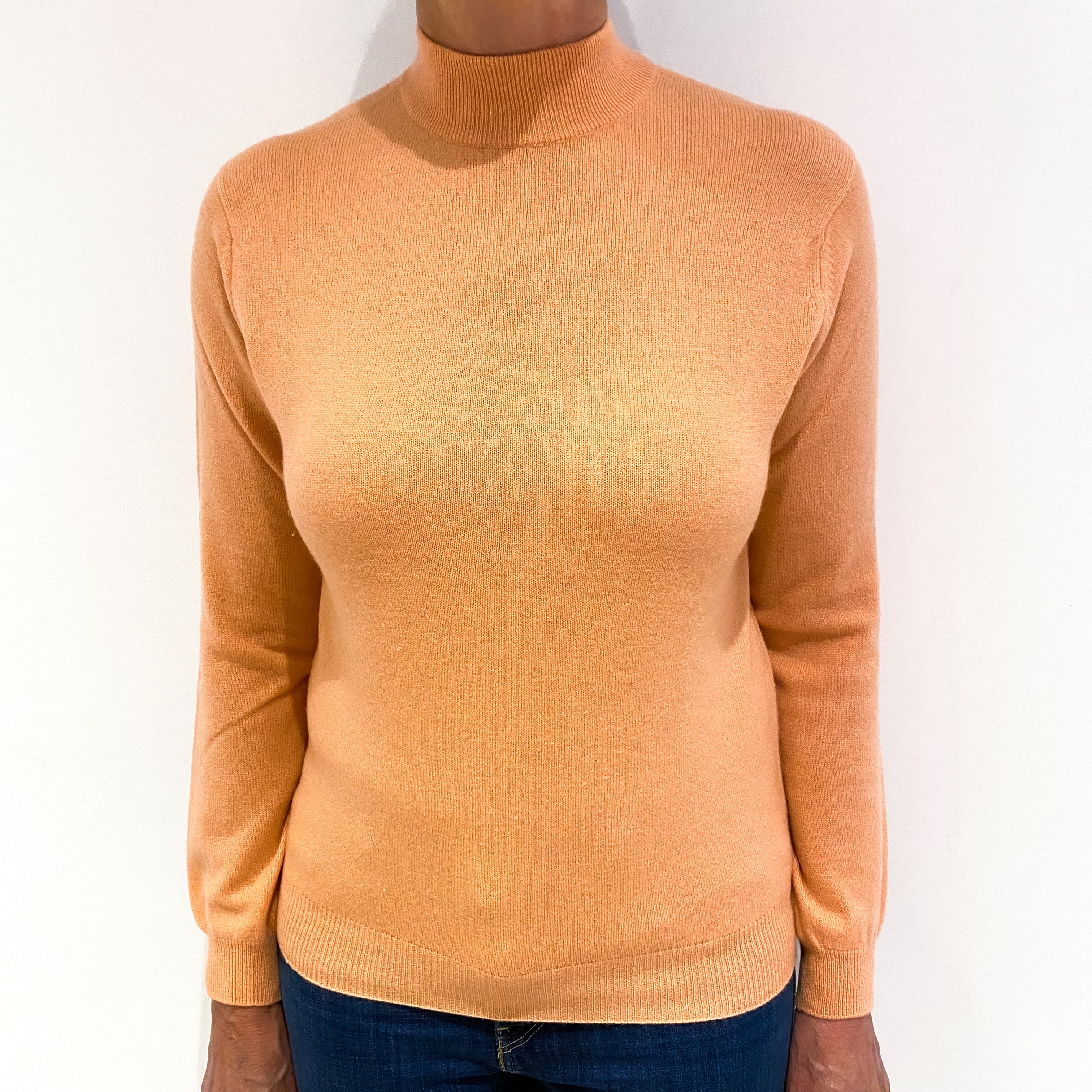 Cantaloupe Orange Cashmere Turtle Neck Jumper Medium