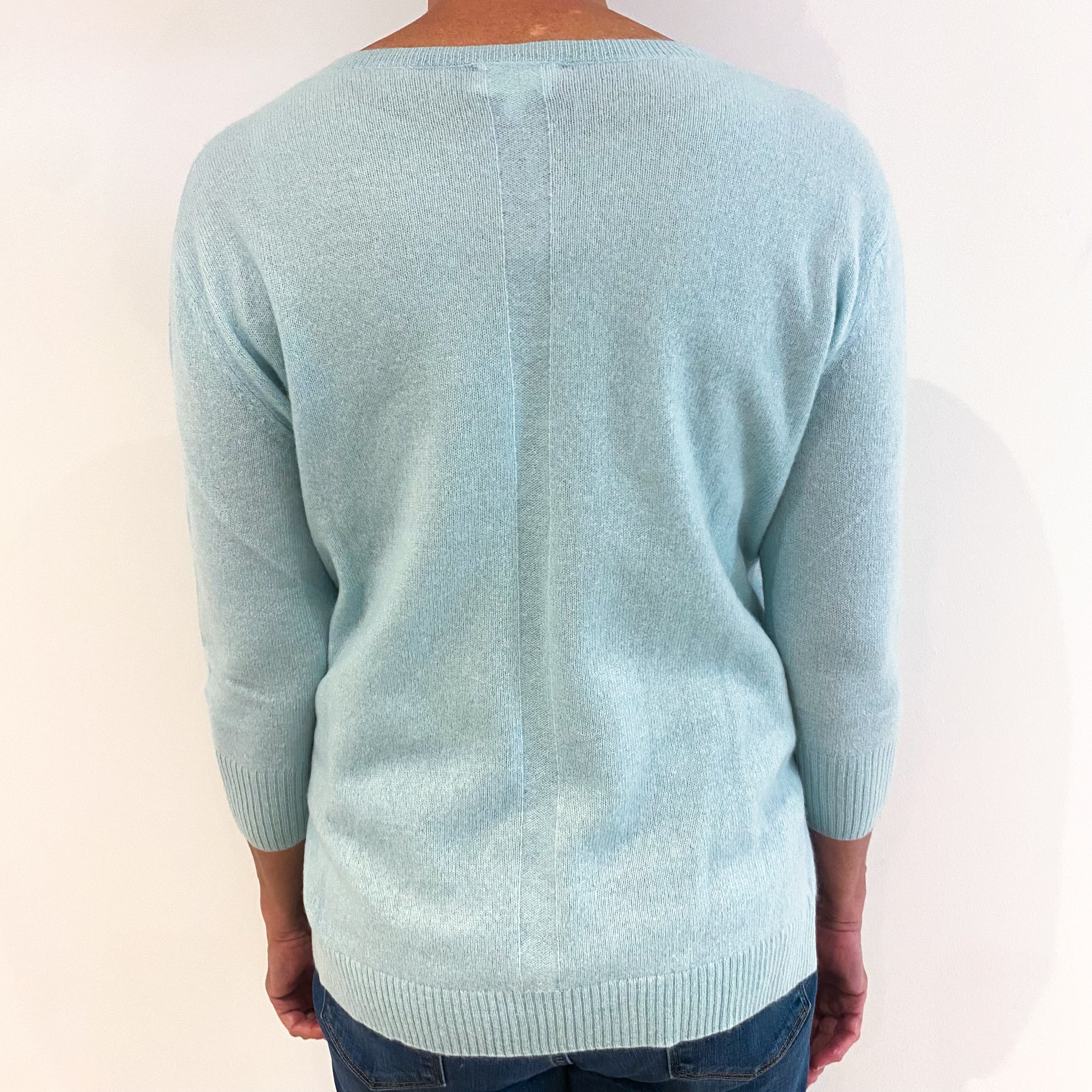 Anthropologie Mint Blue Cashmere Crossover V-Neck Jumper Medium