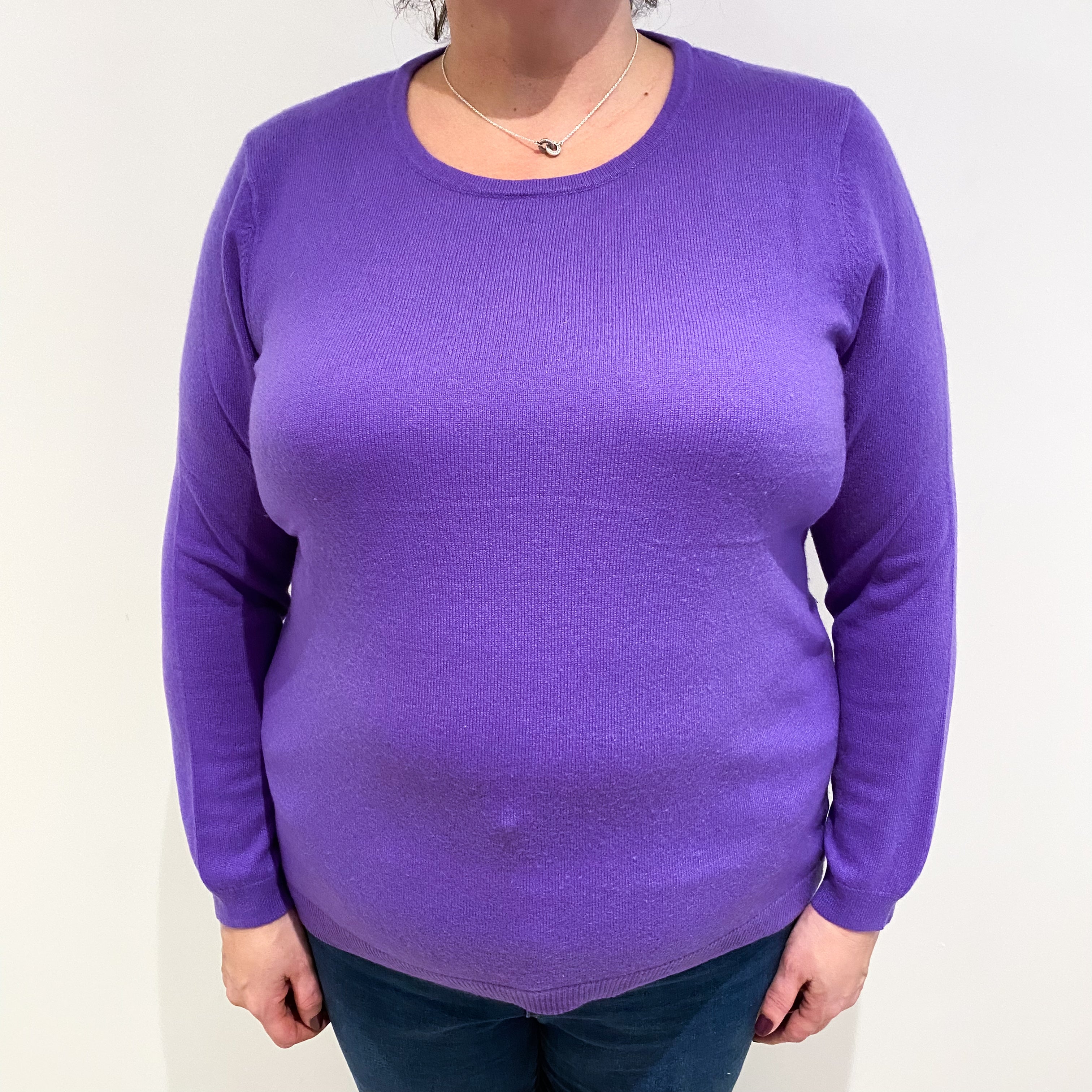 Violet Purple Cashmere Crew Neck Jumper Extra Large