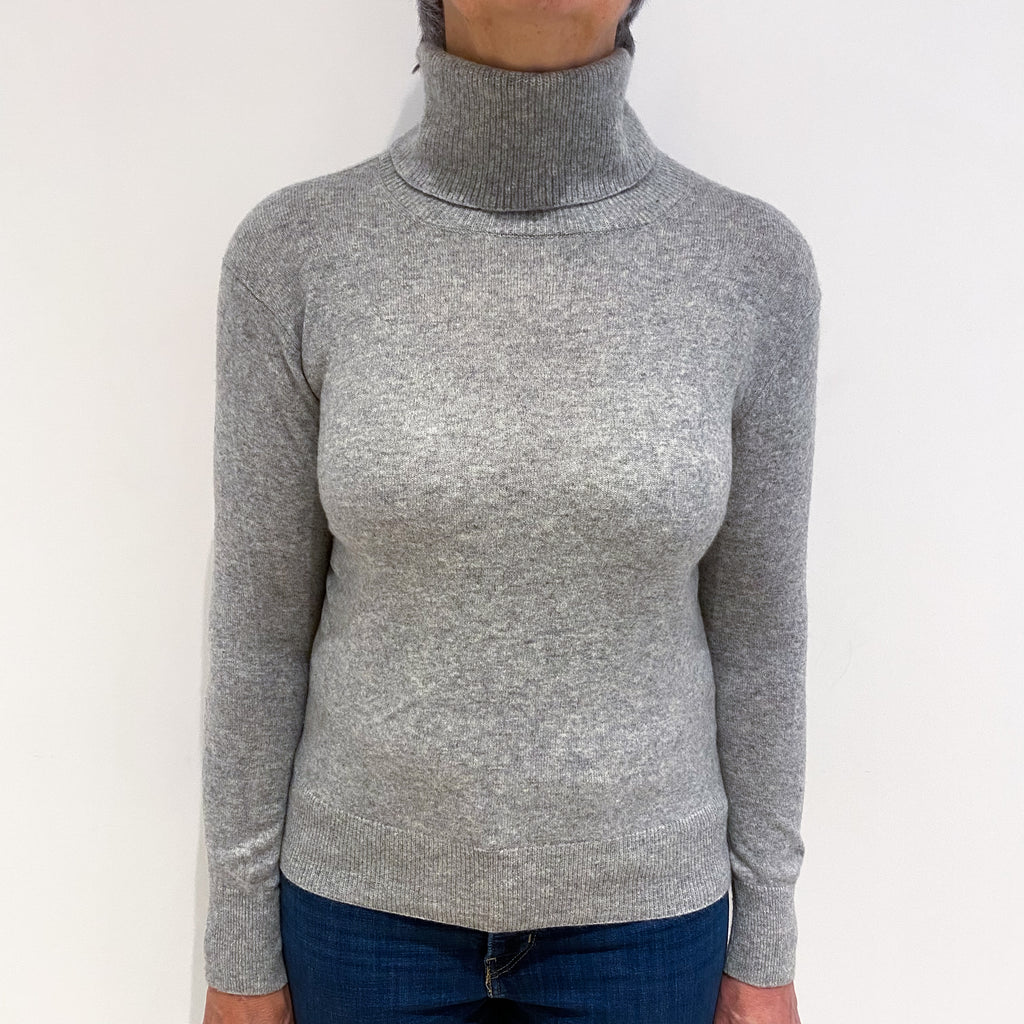 Smoke Grey Cashmere Polo Neck Jumper Medium
