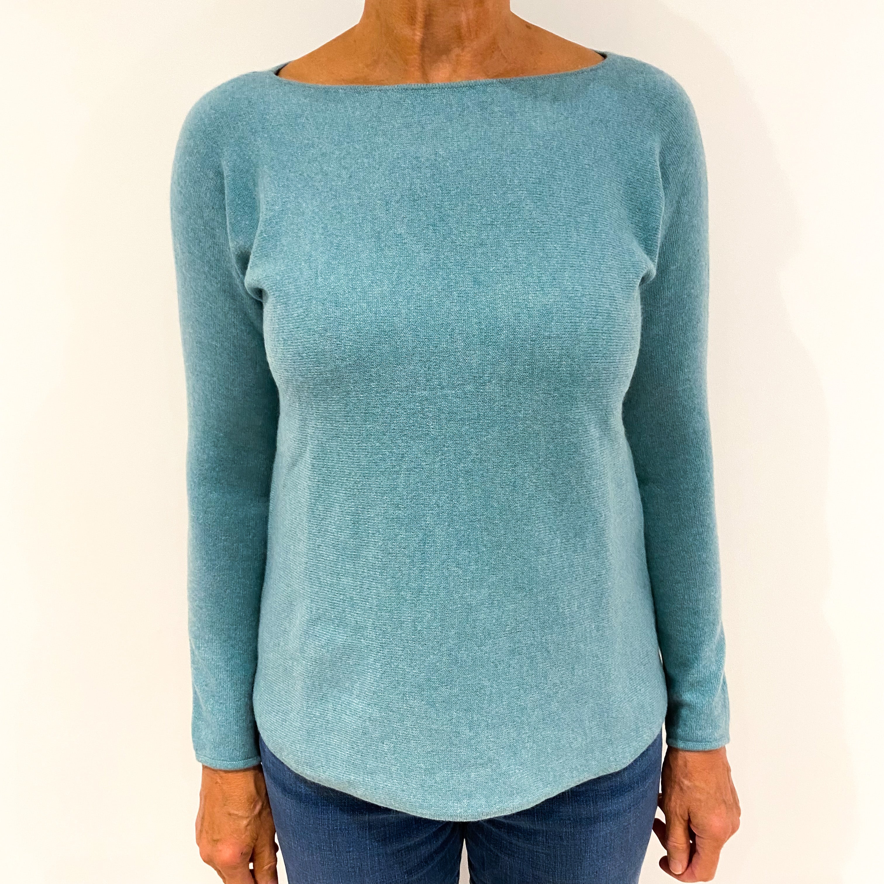 Sea Foam Green Cashmere Crew Neck Jumper Medium
