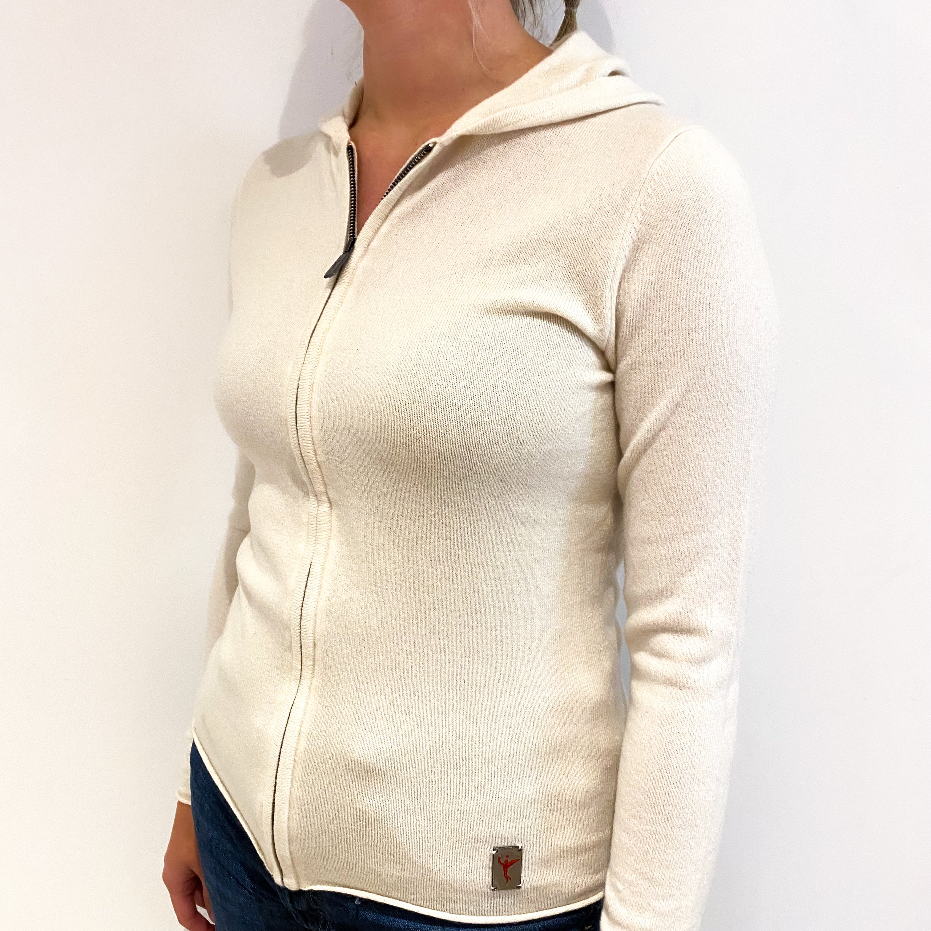 Cream Cashmere Zip Up Hoodie Small