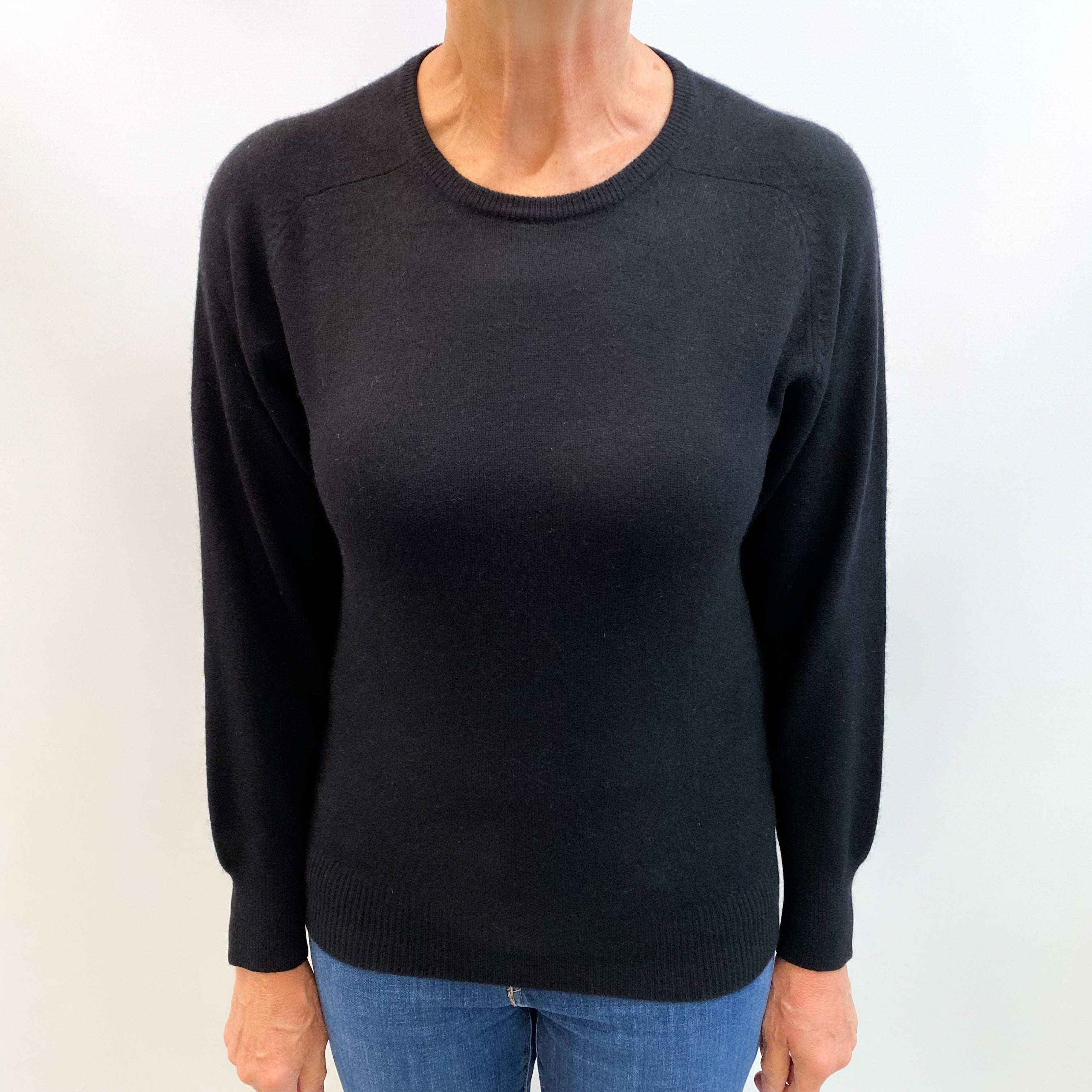 Black Cashmere Crew Neck Jumper Medium