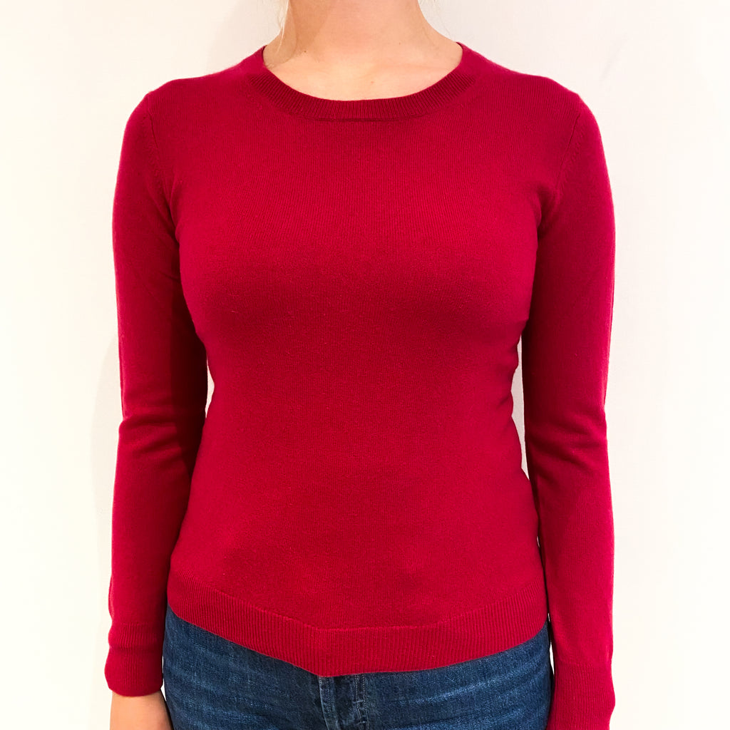 Cherry Pink Cashmere Crew Neck Jumper Small