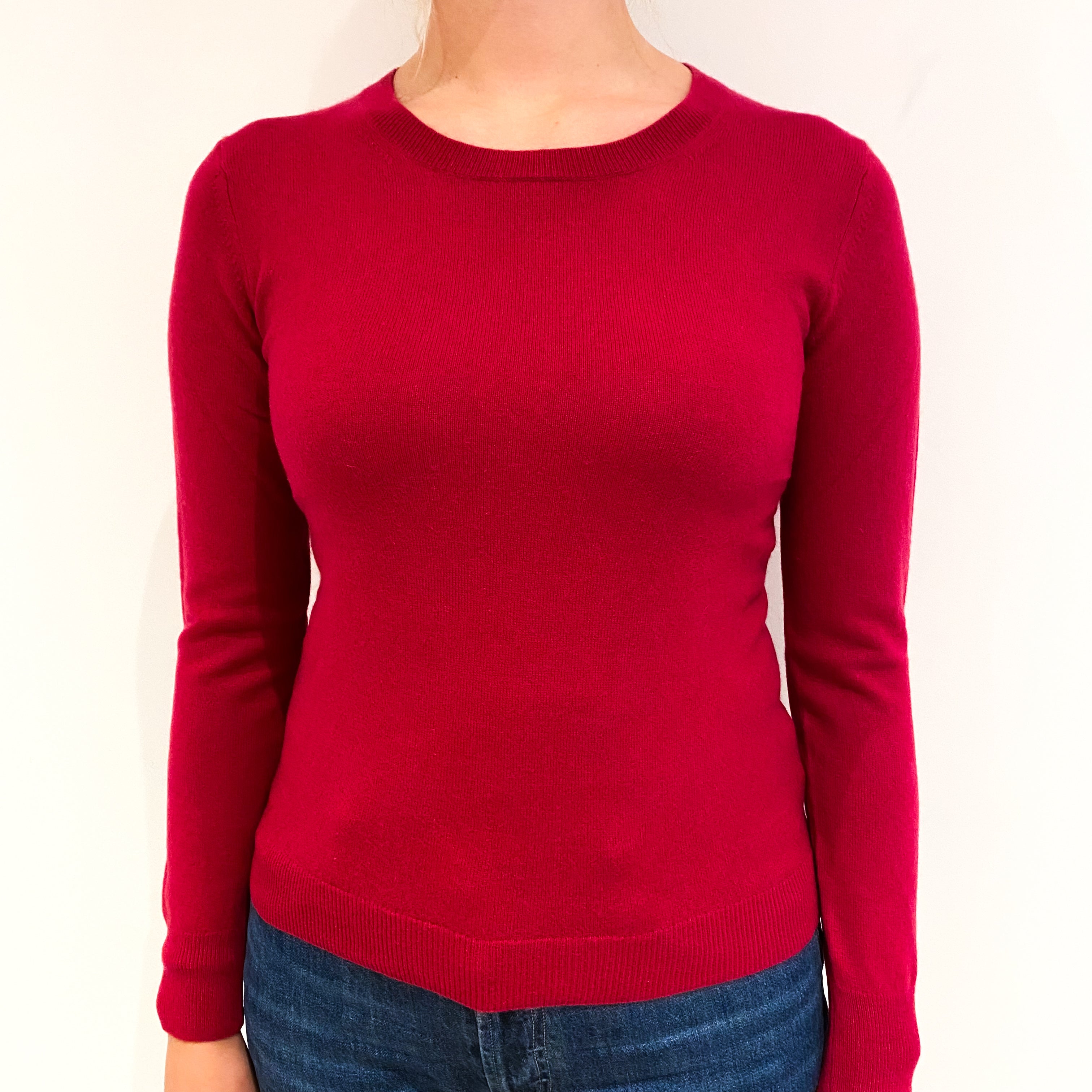 Cherry Pink Cashmere Crew Neck Jumper Small