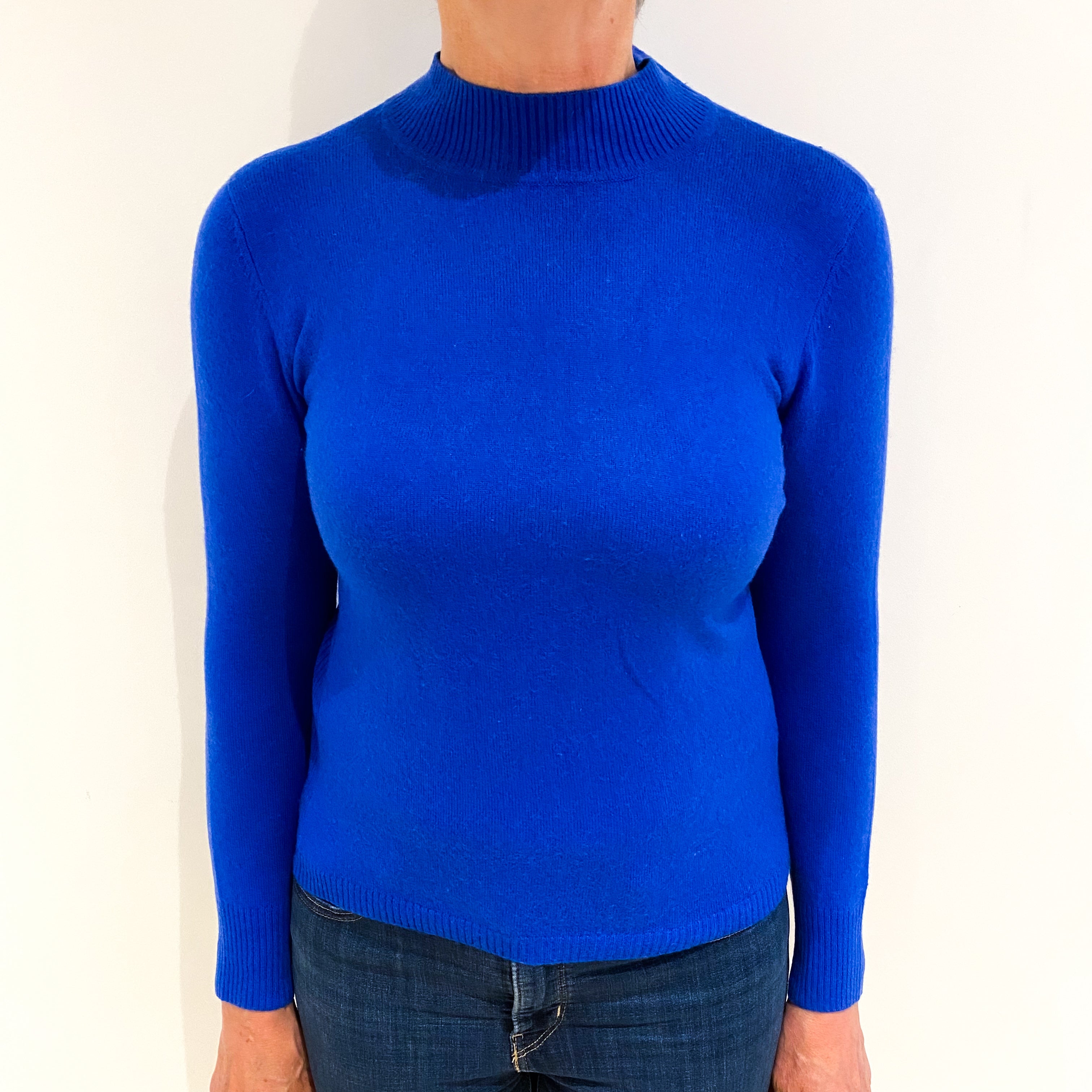 Cobalt Blue Cashmere Turtle Neck Jumper Medium