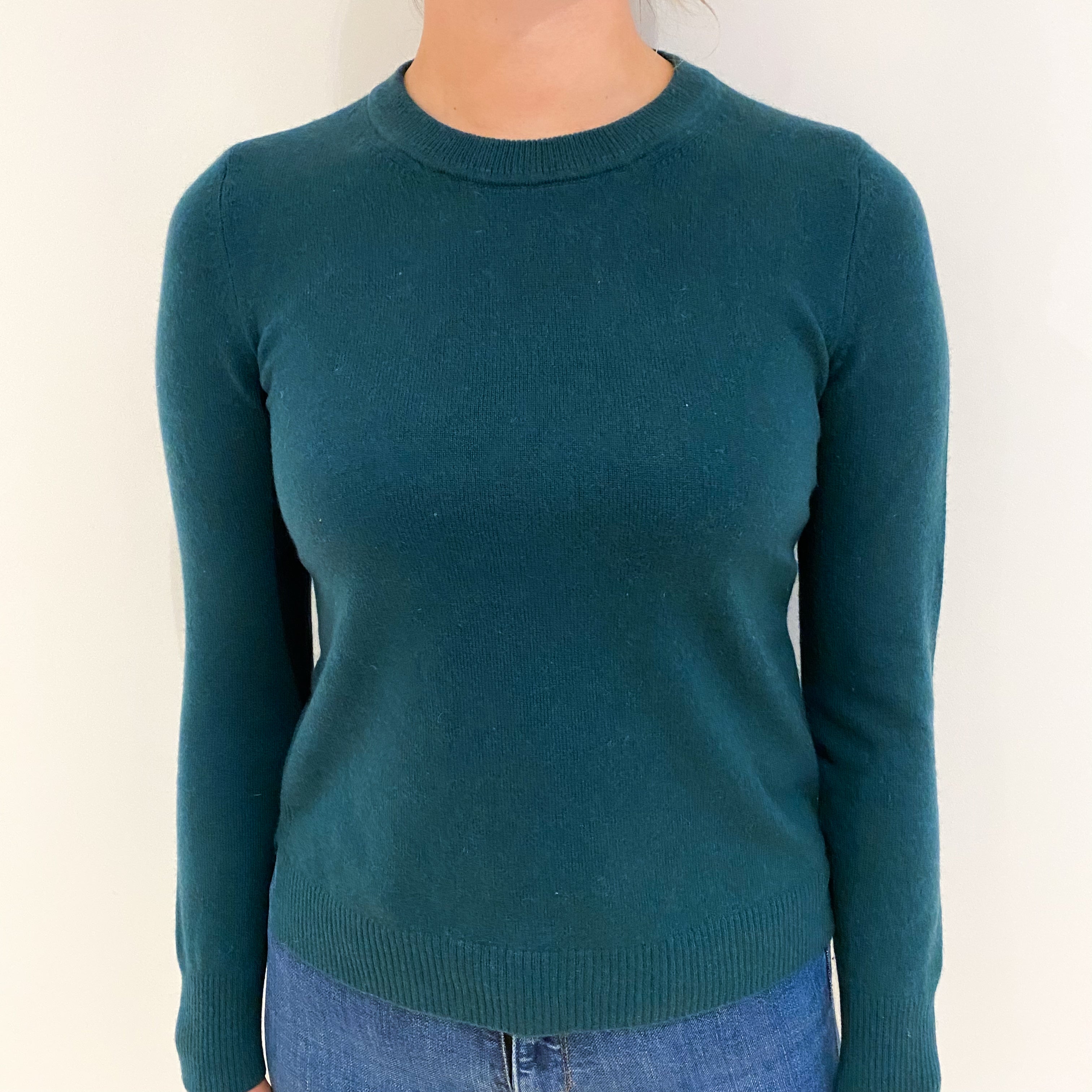 Forest Green Cashmere Crew Neck Jumper Small