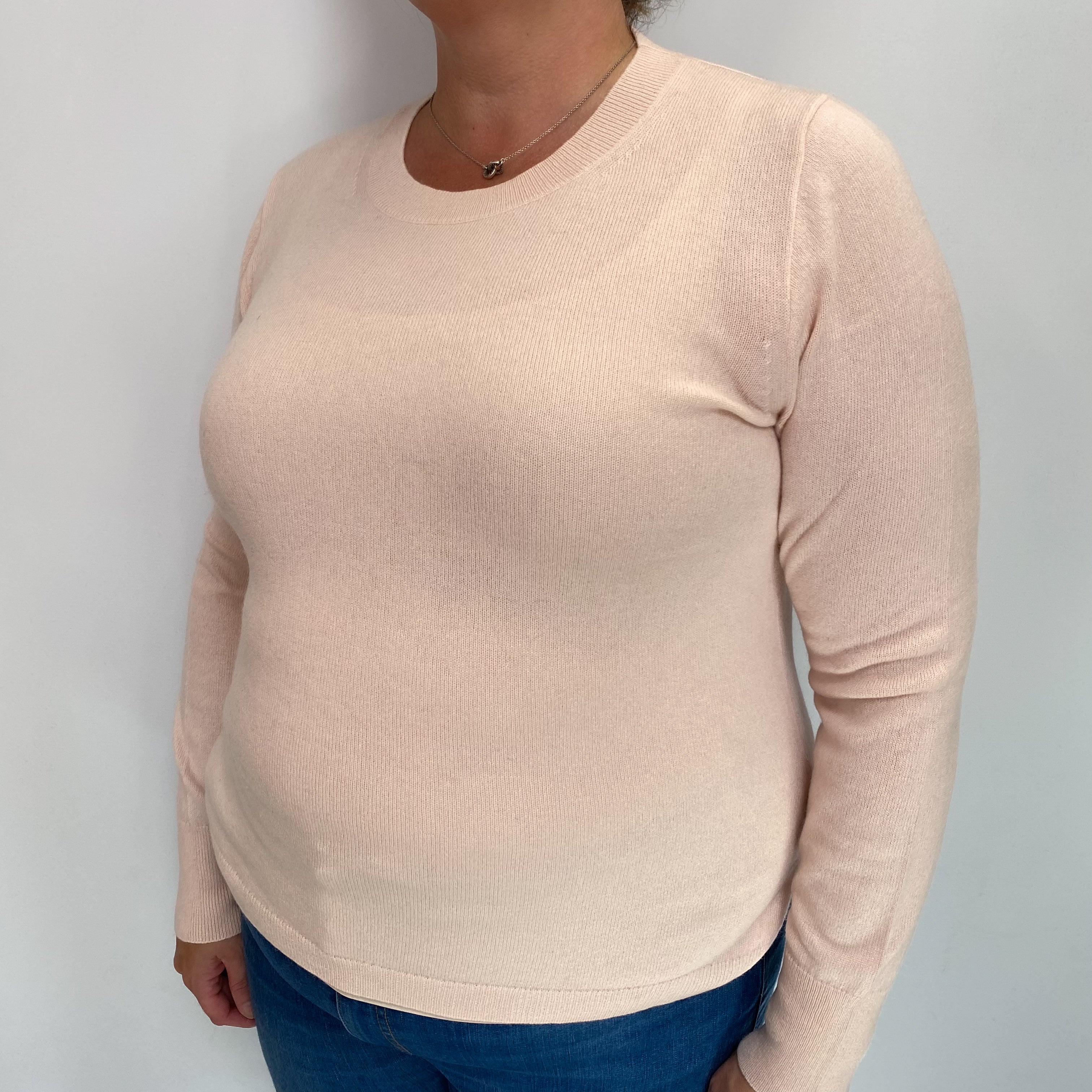 Shell Pink Cashmere Crew Neck Jumper Extra Large