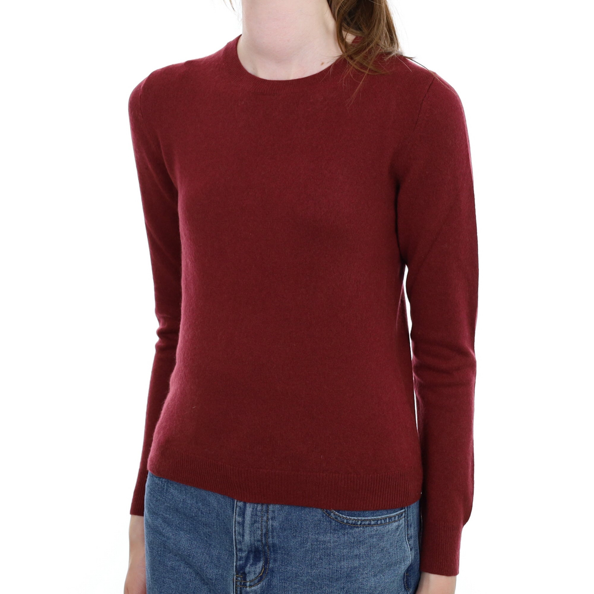 Maroon Red Cashmere Crew Neck Jumper Extra Small