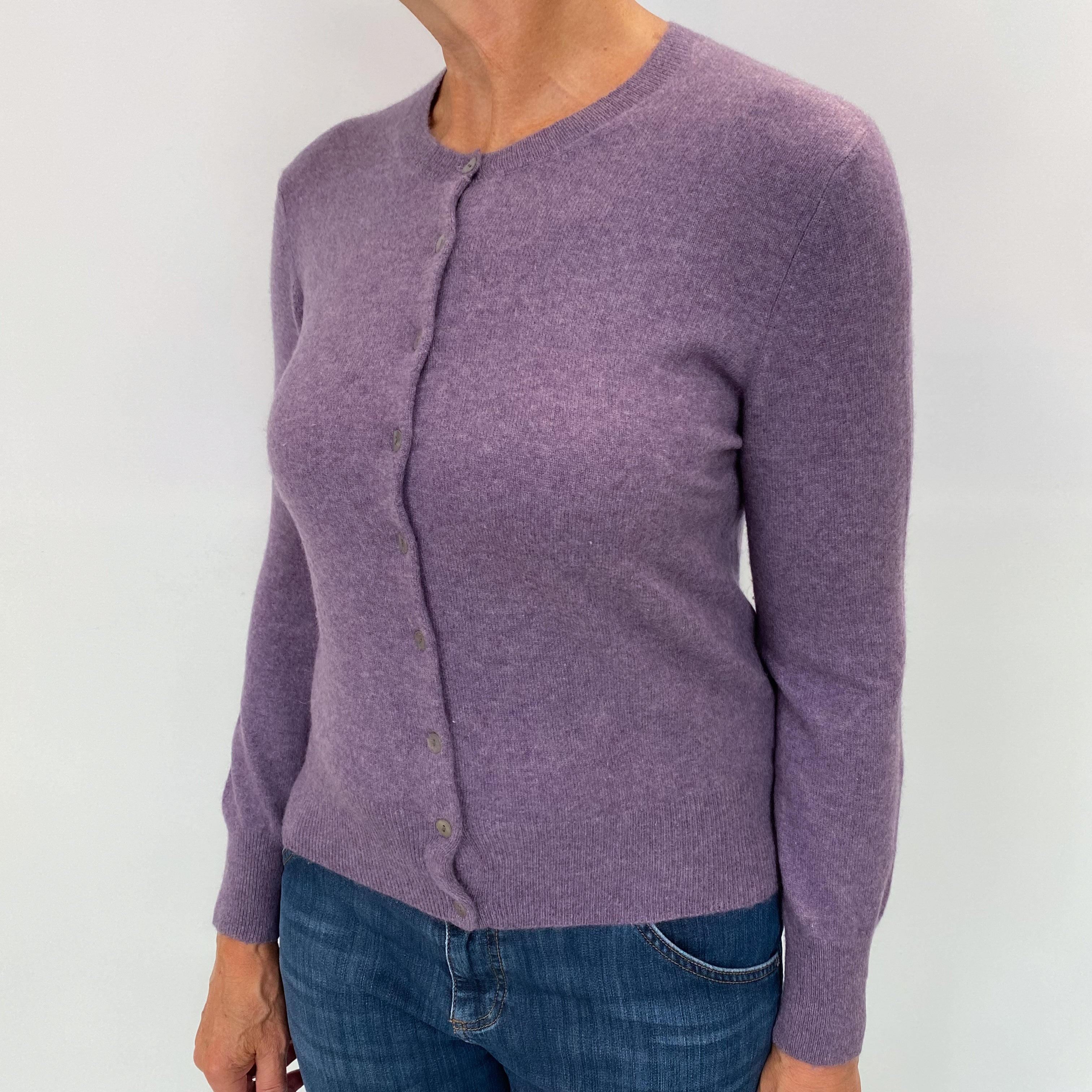 Lavender Marl Cashmere Cardigan Medium
