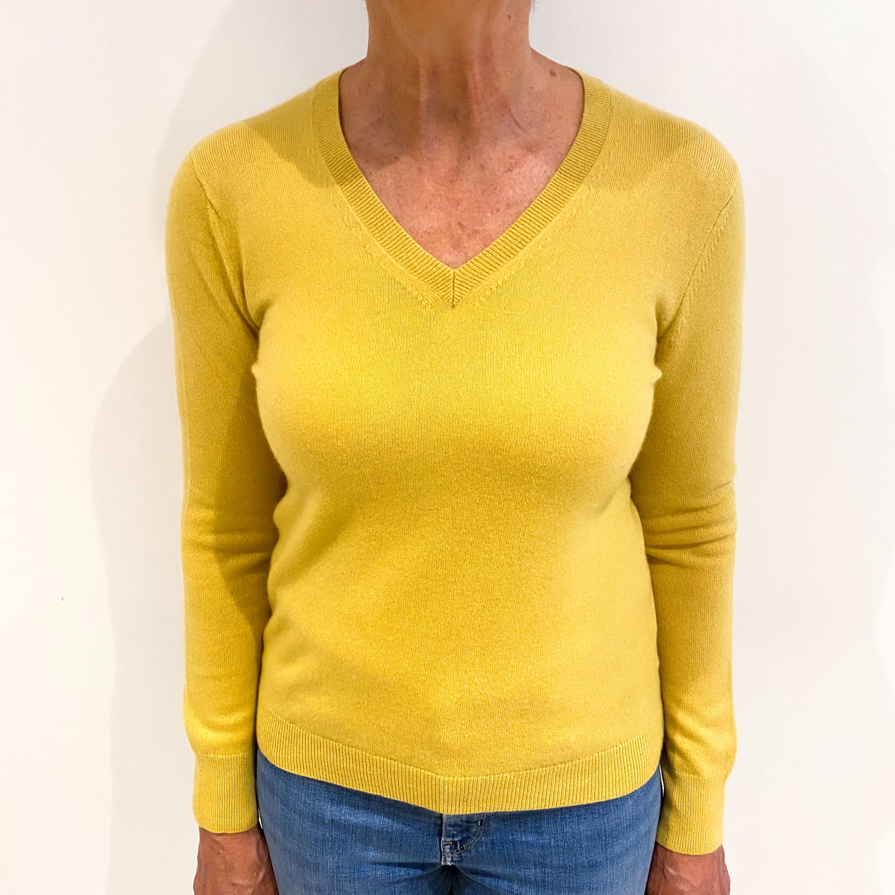 Sunflower Yellow Cashmere V Neck Jumper Medium