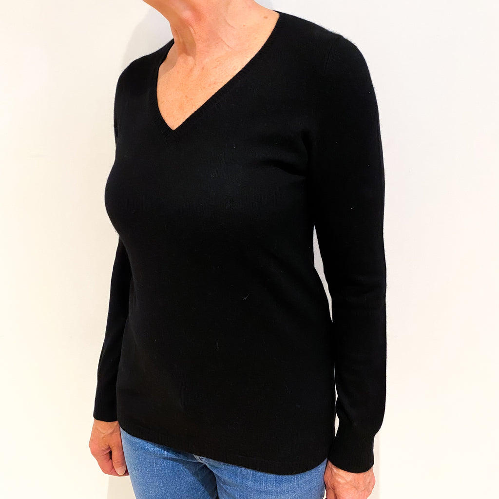 Black Cashmere V Neck Jumper Medium