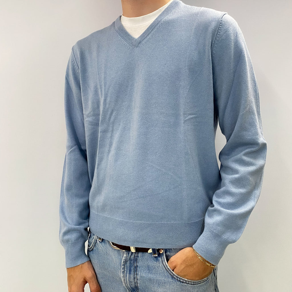 Men's Calvin Klein Sky Blue Cashmere Crew Neck Jumper Large