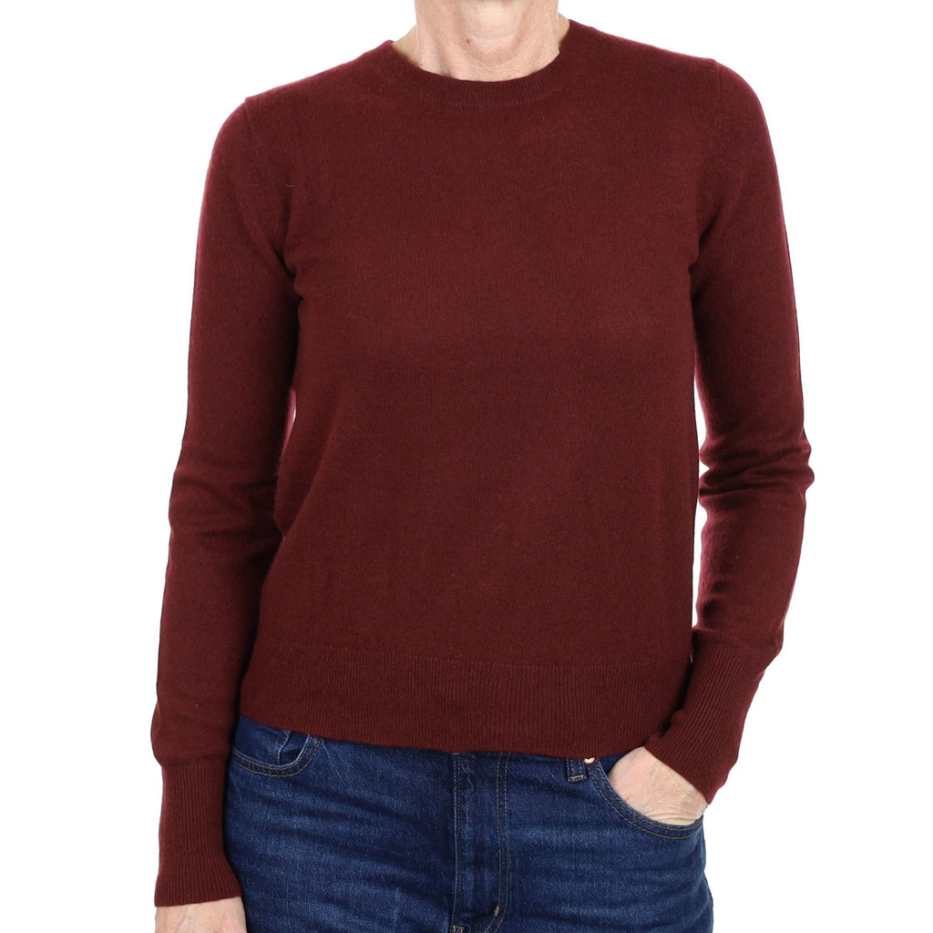 Maroon Red Cashmere Crew Neck Jumper Small