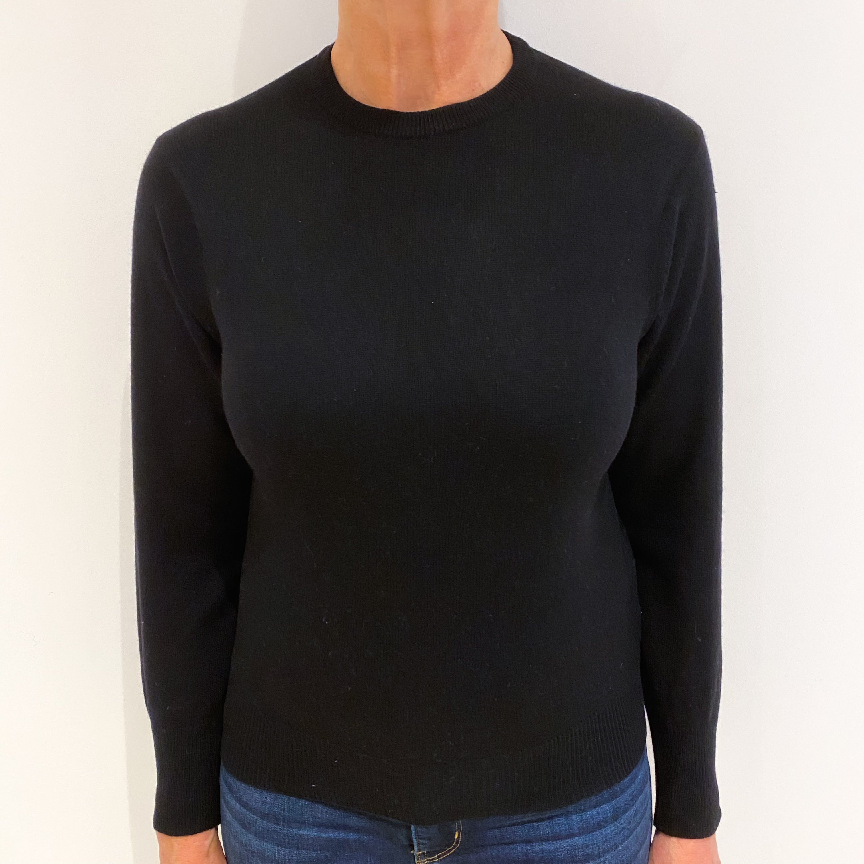 Black Cashmere Crew Neck Jumper Medium