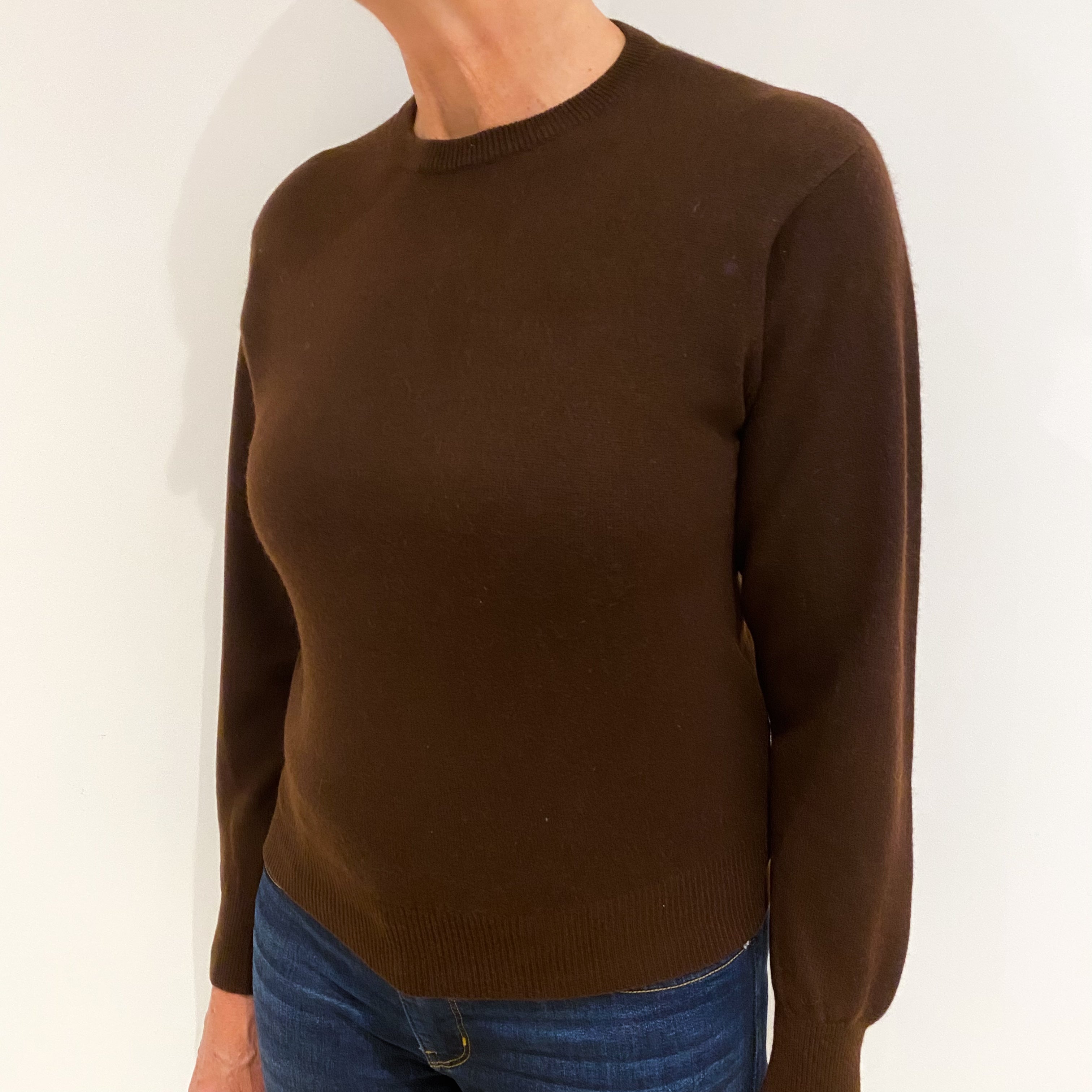 Vintage Chocolate Brown Cashmere Crew Neck Jumper Medium