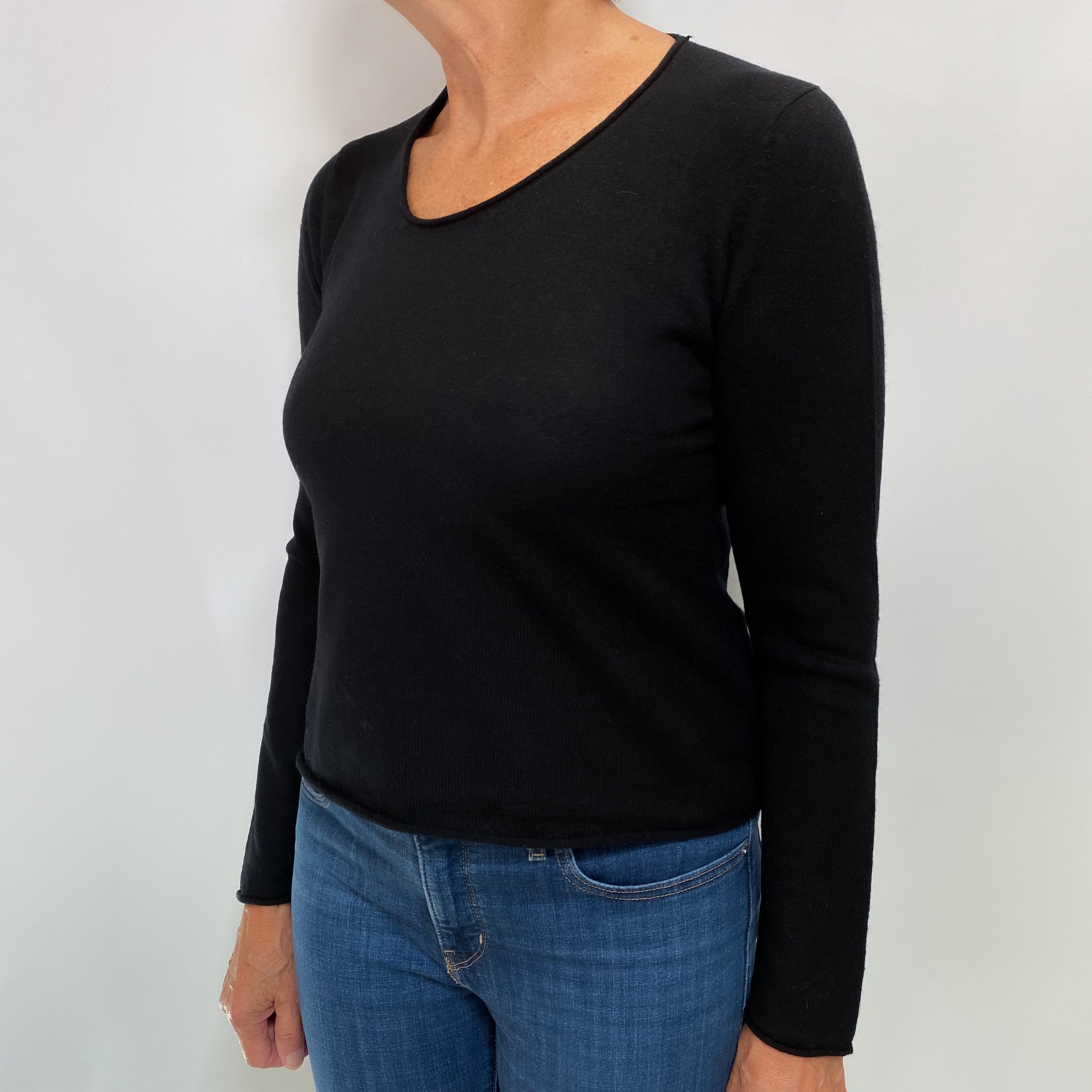 Black Cashmere Scoop Neck Jumper Medium