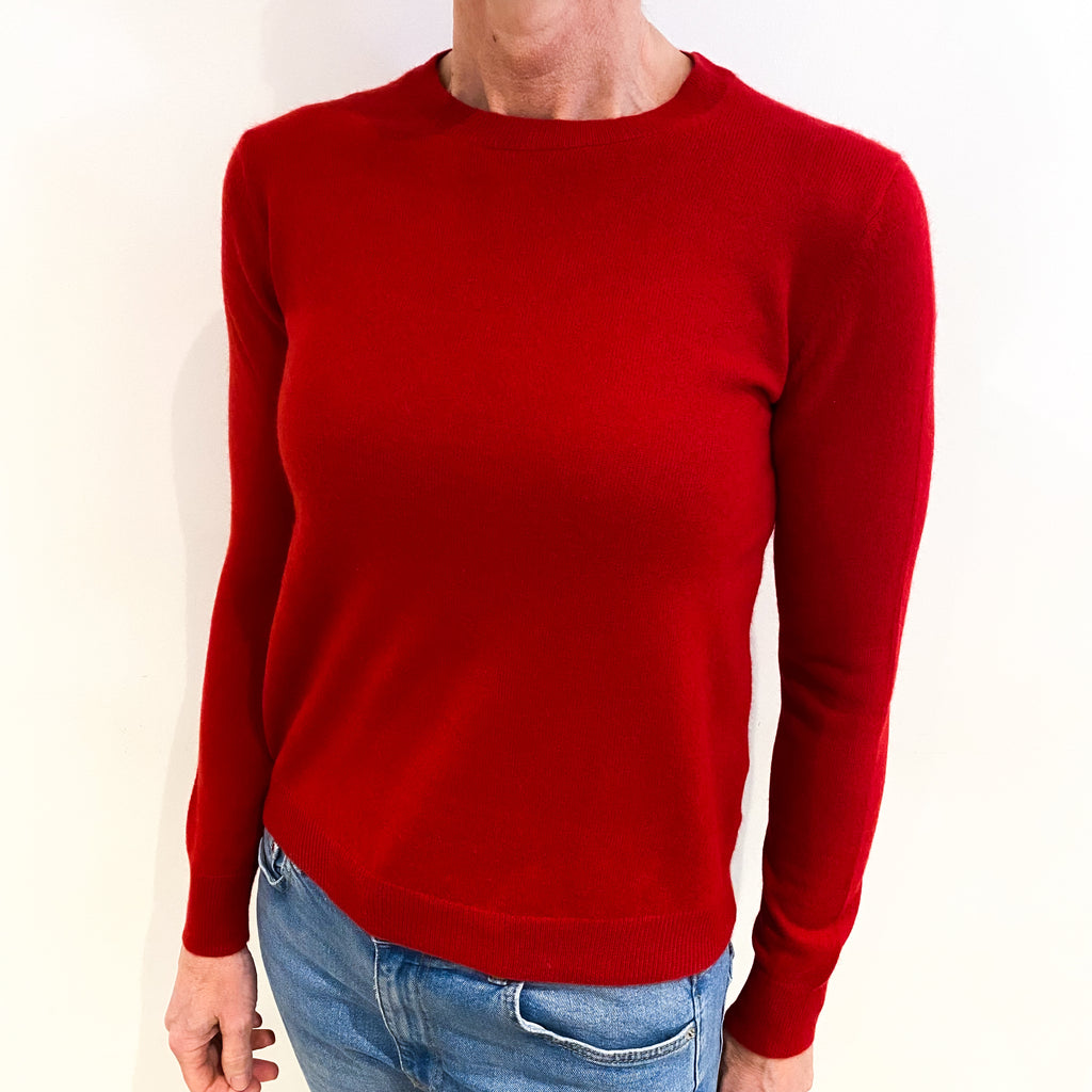 Post Box Red Cashmere Crew Neck Jumper Small