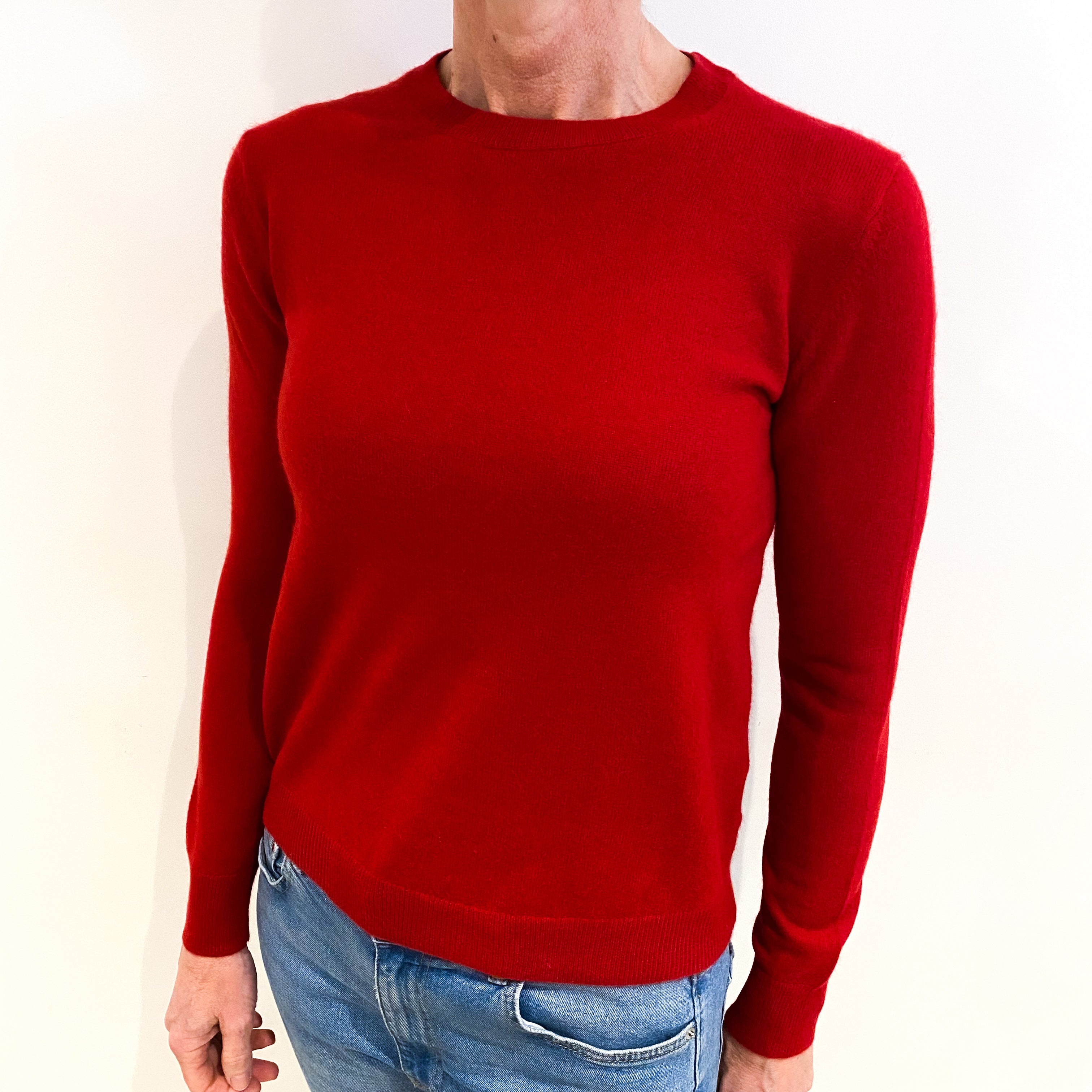 Post Box Red Cashmere Crew Neck Jumper Small