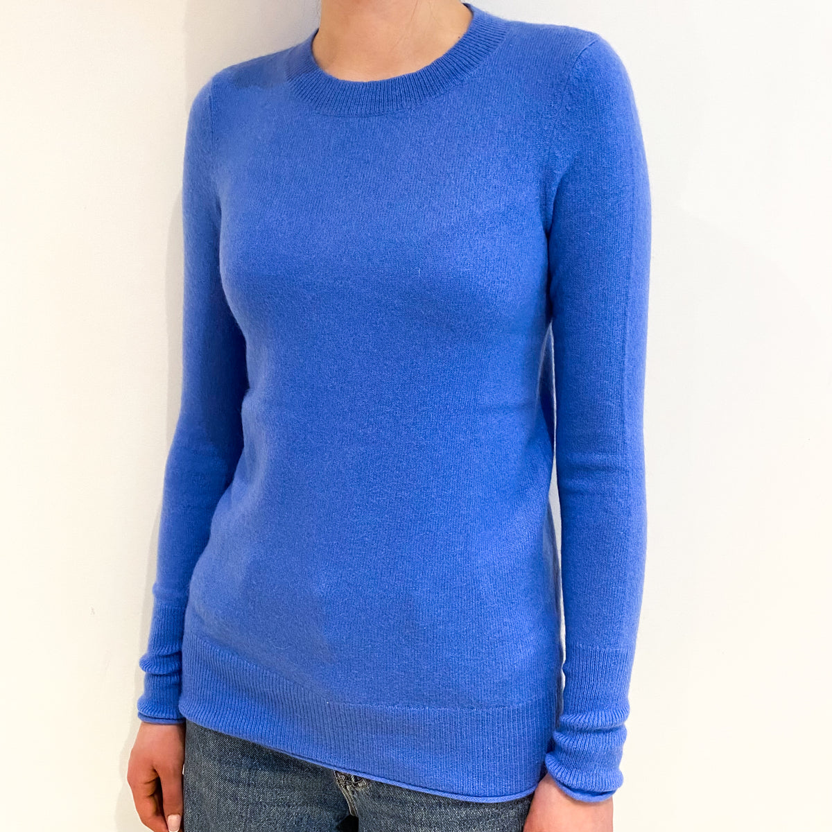 Cornflower Blue Cashmere Crew Neck Jumper Extra Small