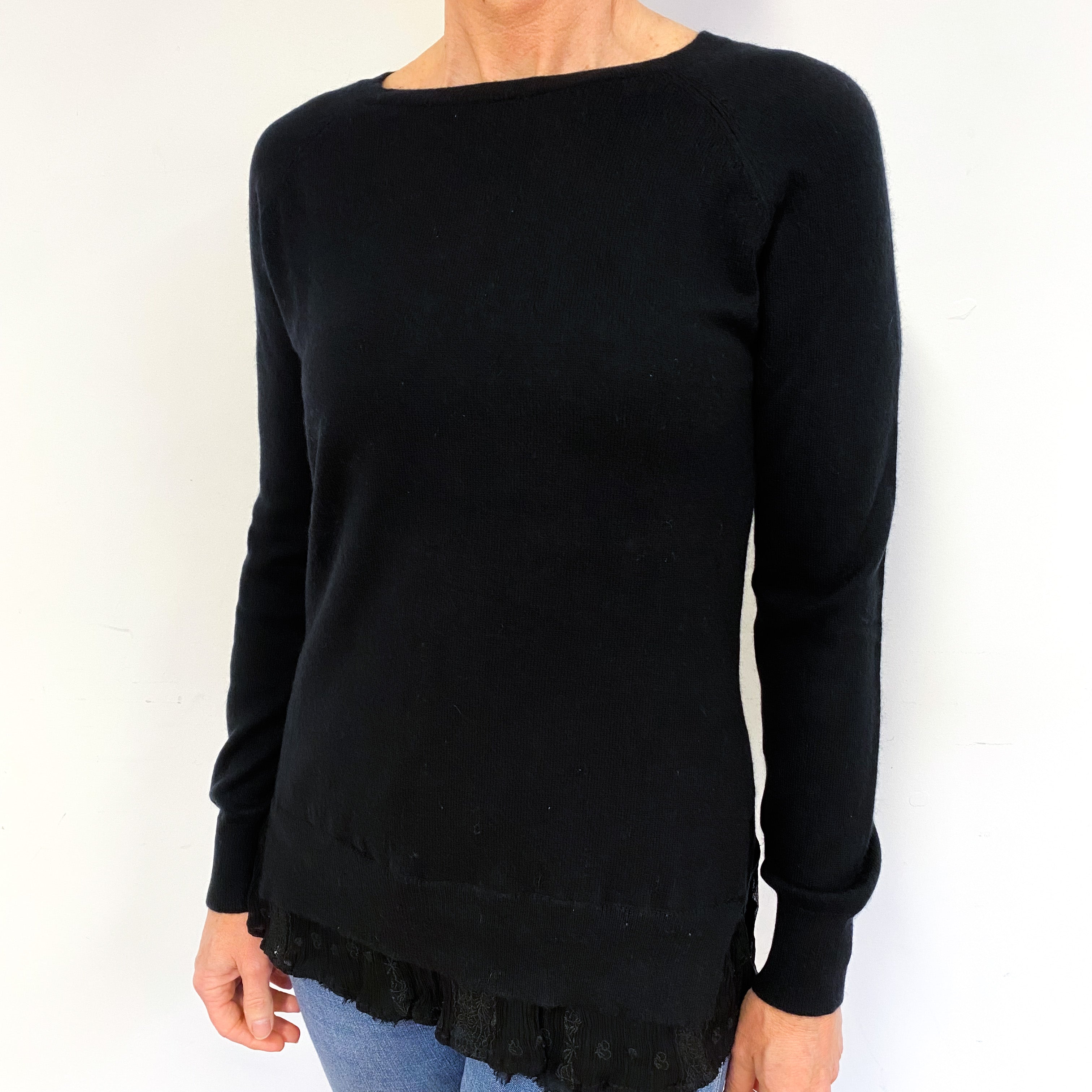 Black Cashmere Crew Neck Jumper Medium