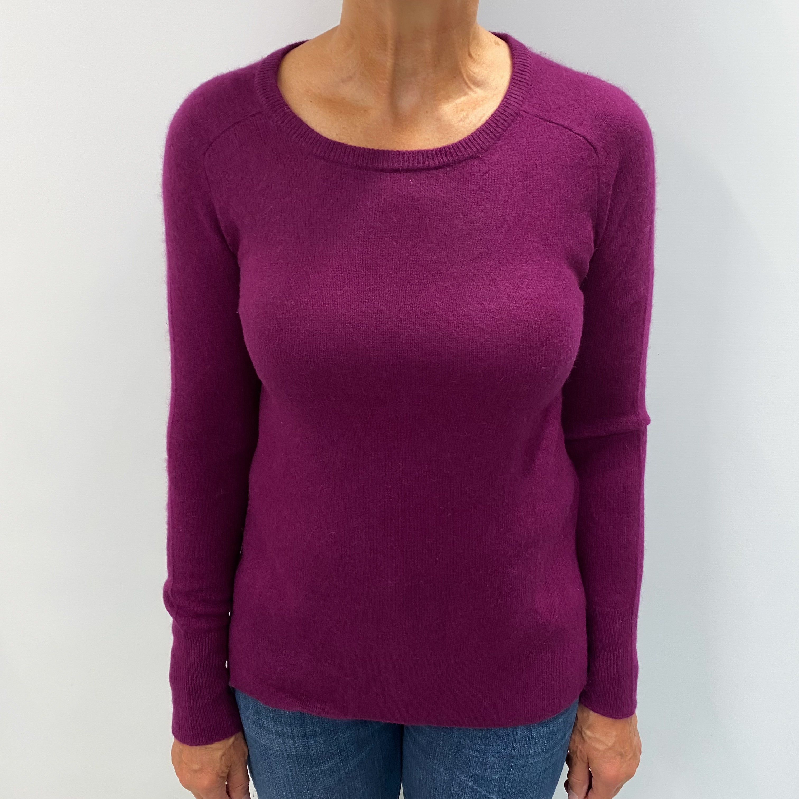 Fig Purple Cashmere Crew Neck Jumper Medium