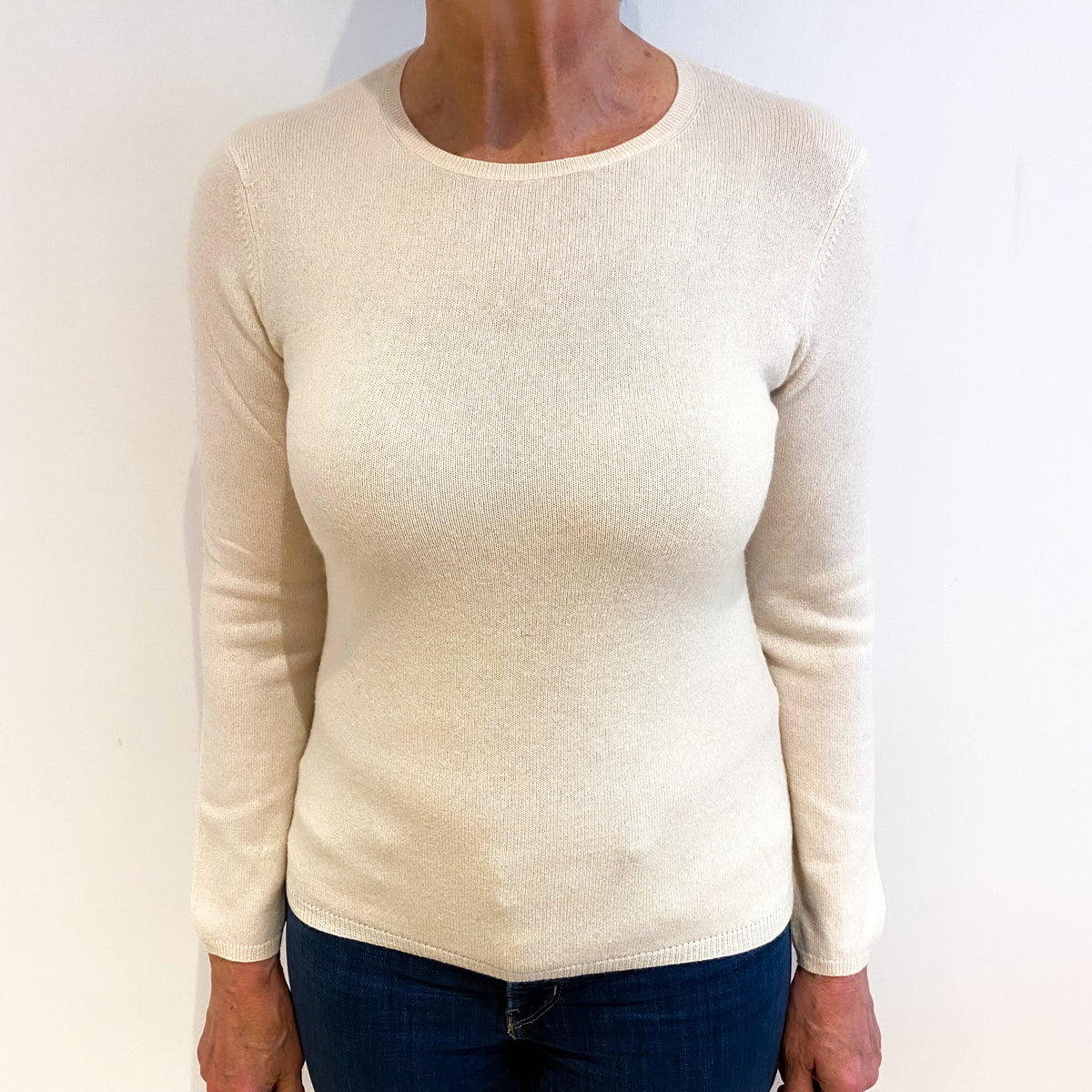 Vanilla Cream Cashmere Crew Neck Jumper Medium