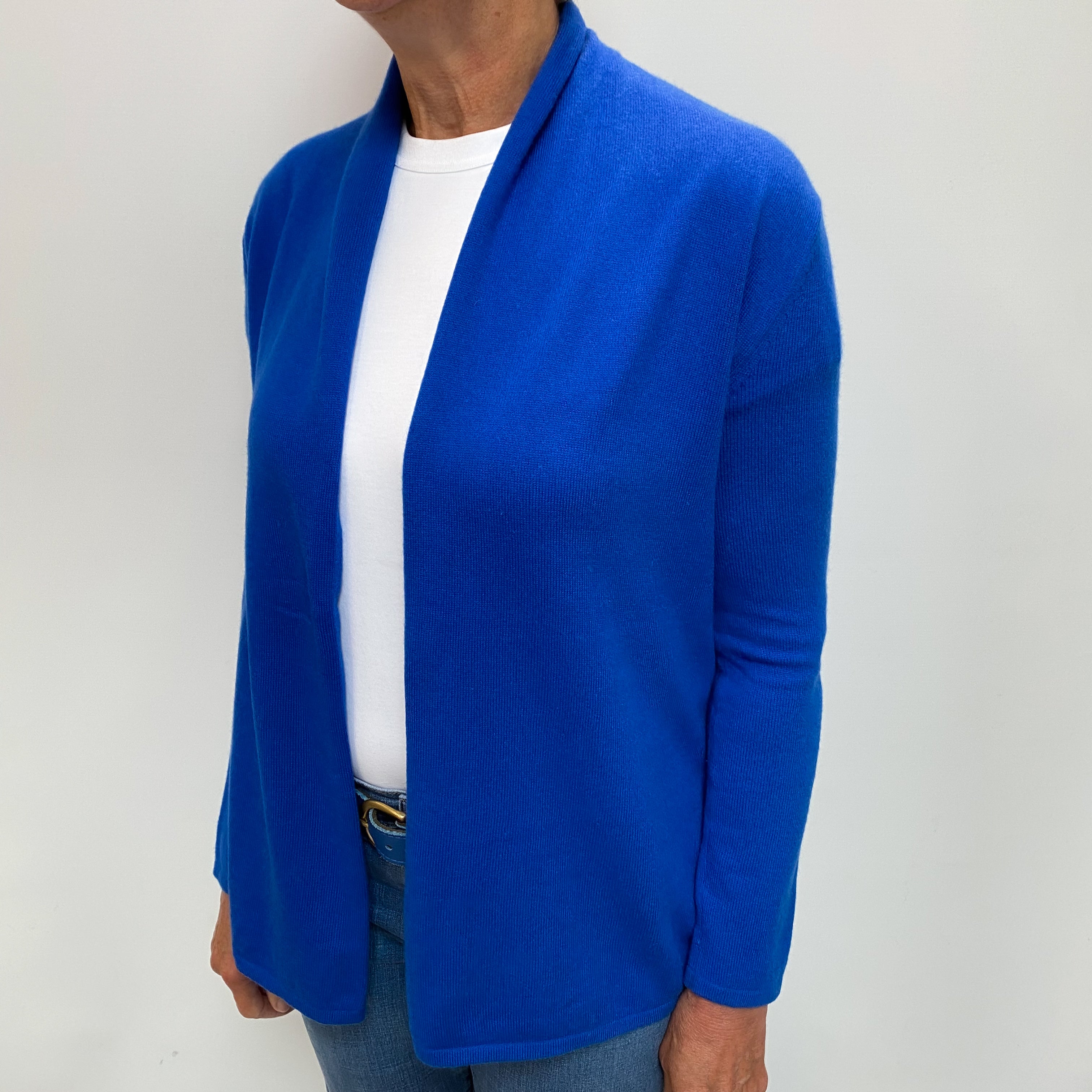 Neiman Marcus Colbalt Blue Cashmere Edge To Edge Cardigan Medium
