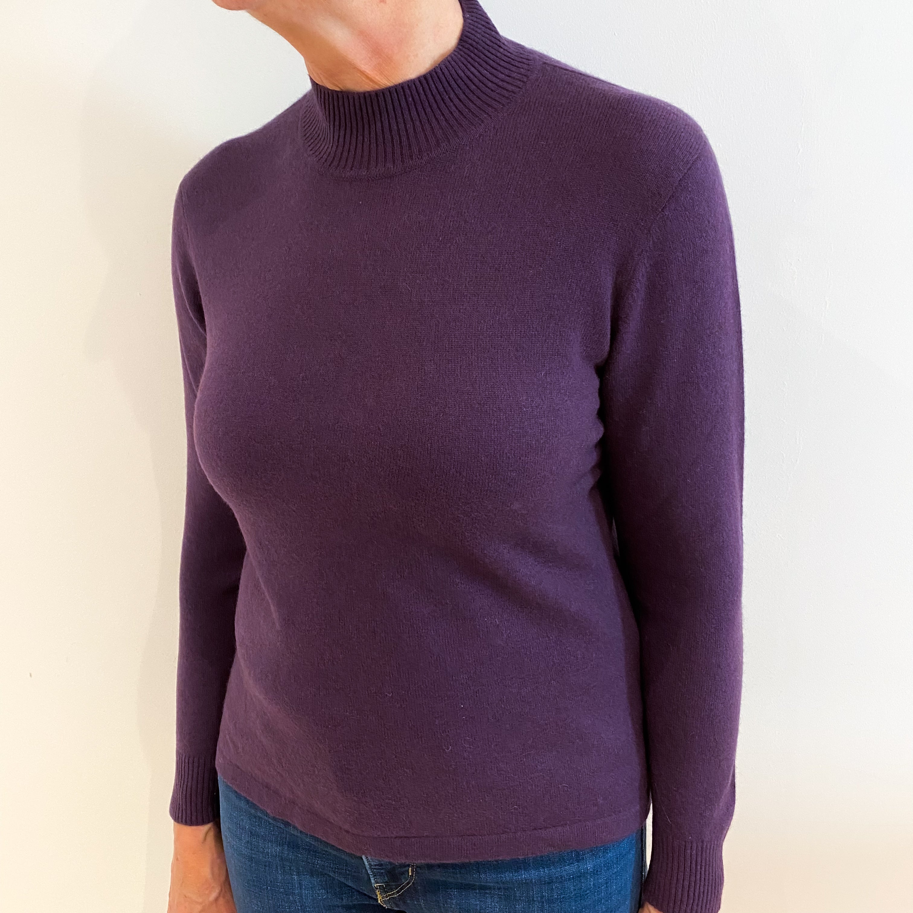 Blueberry Purple Cashmere Turtle Neck Jumper Medium