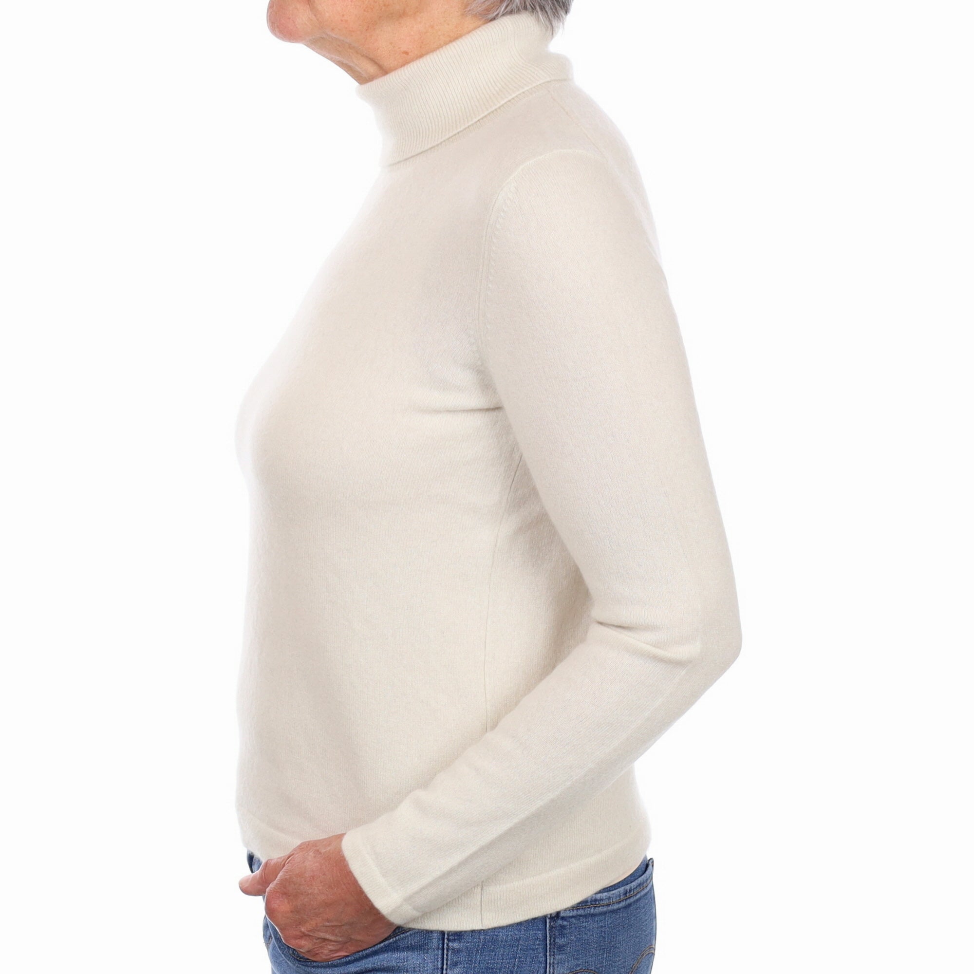 Cream Cashmere Polo Neck Jumper Medium