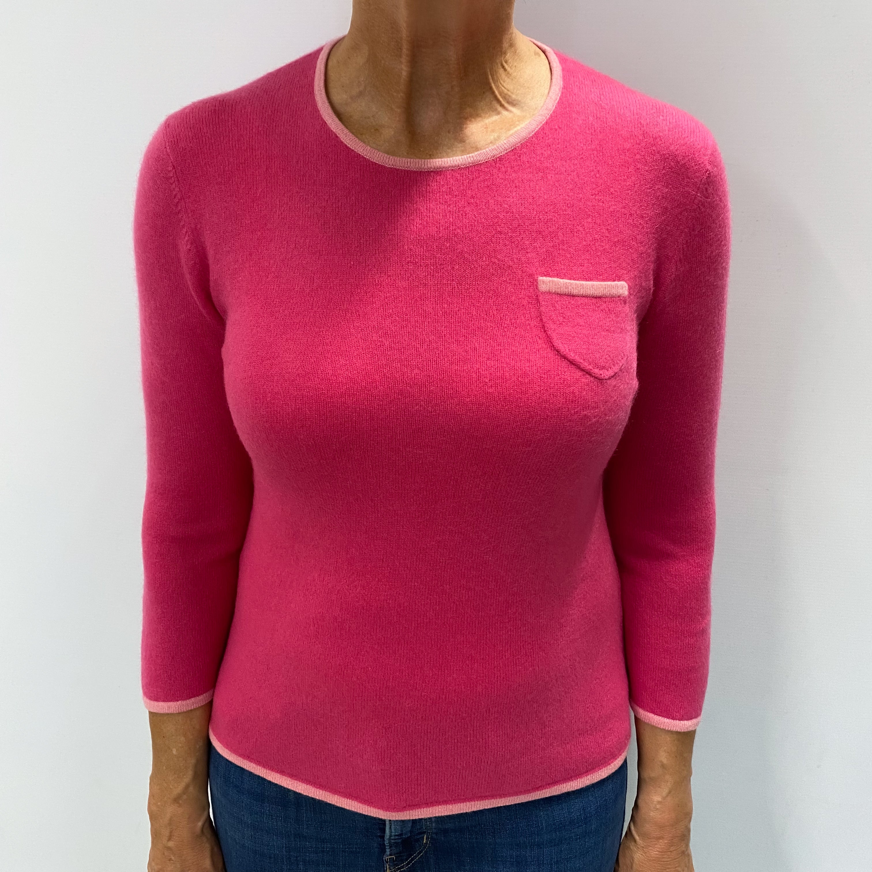 Hot Pink Cashmere Crew Neck Jumper Medium