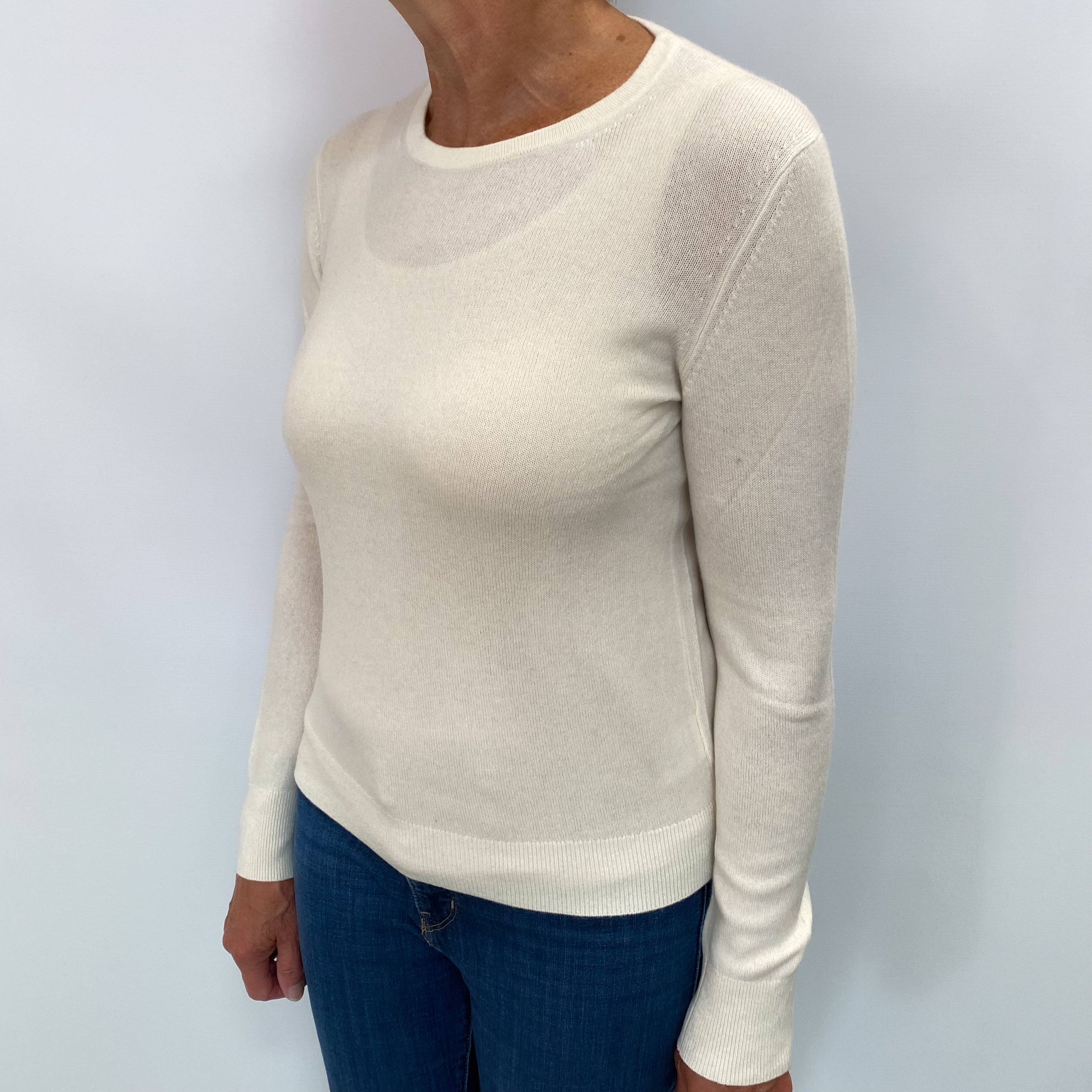 Vanilla Cream Cashmere Crew Neck Jumper Medium